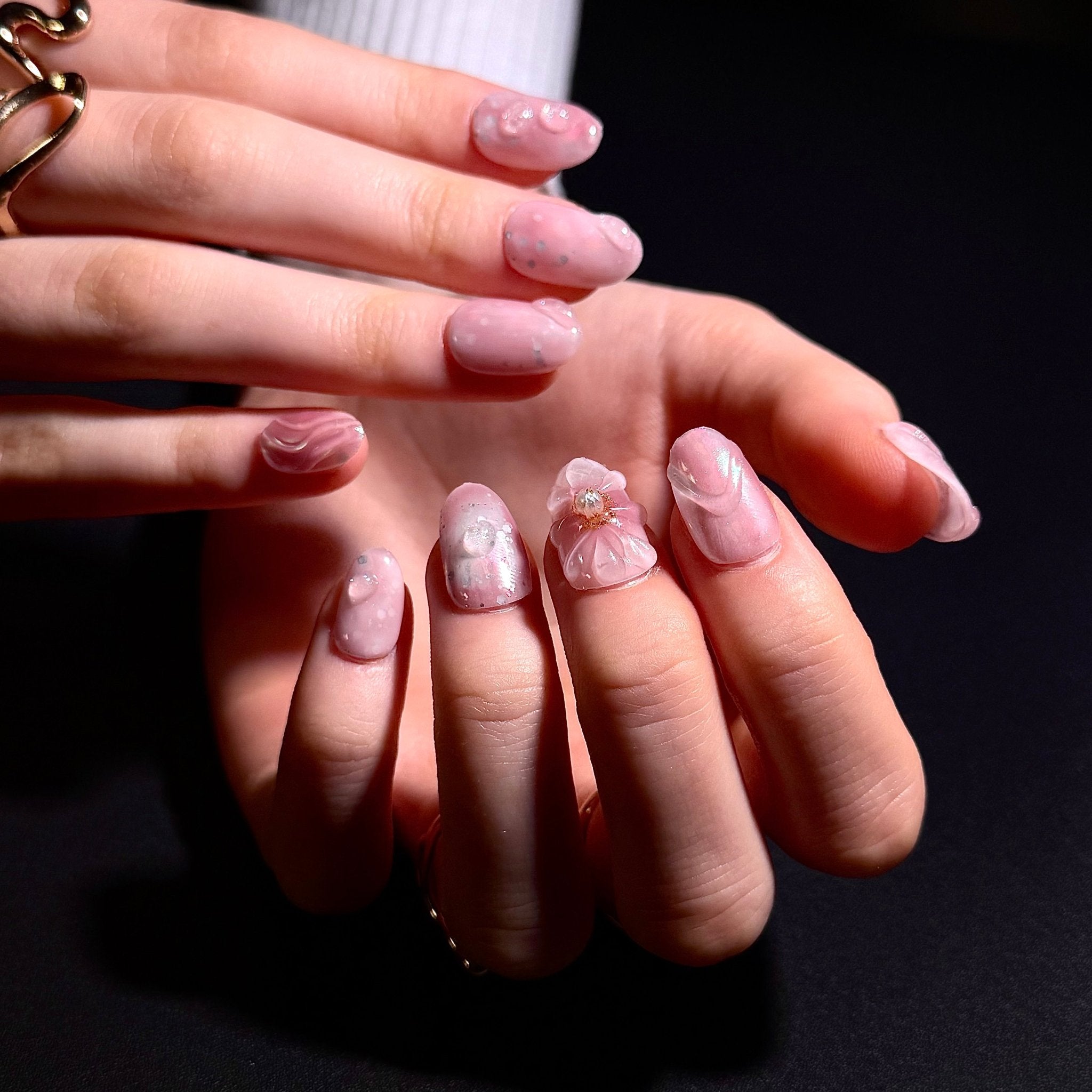 3D - Fairy Flower (Almond) | Press - on Nails by CLAWSIE