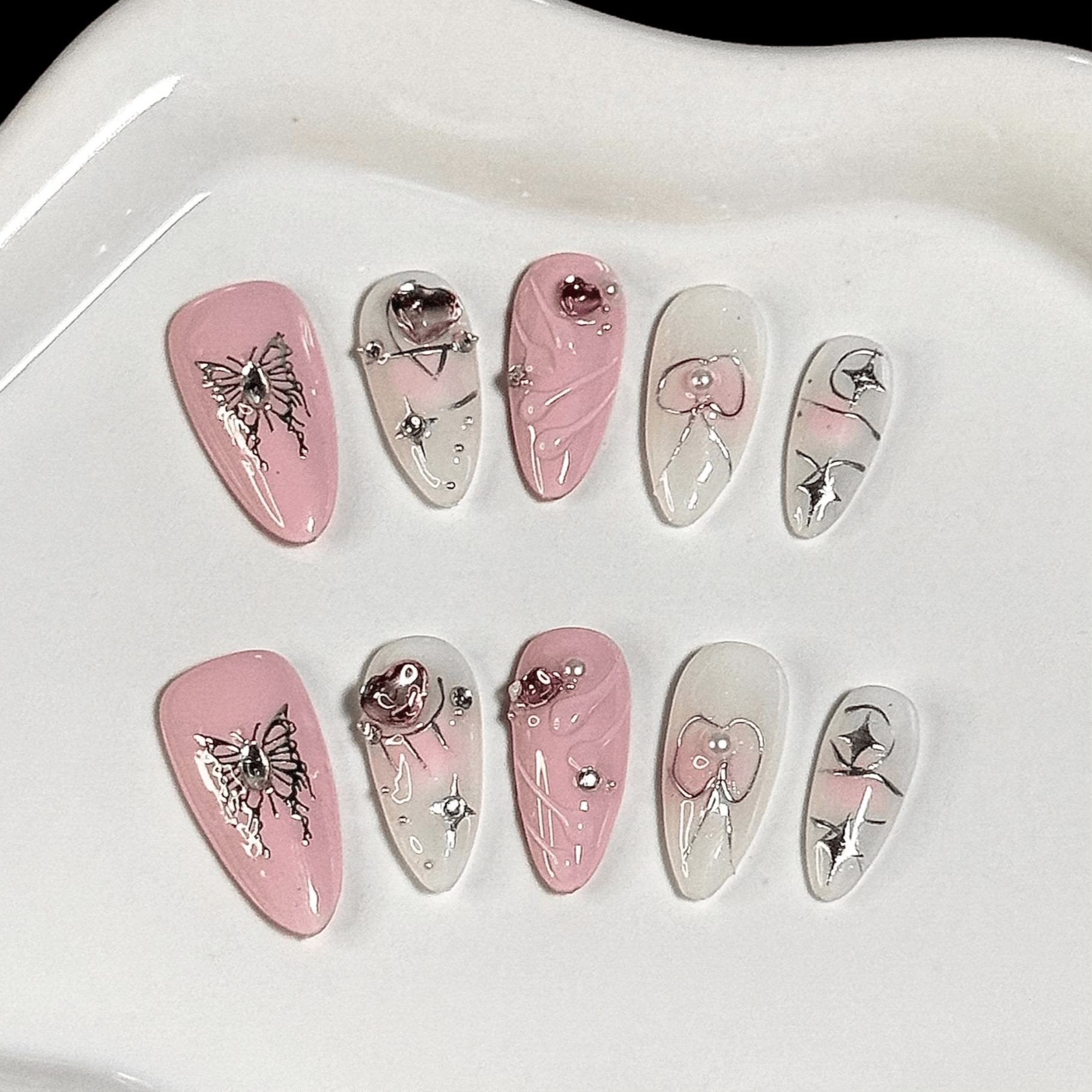 3DPowder Butterfly DX - 2415 (Almond) | Press - on Nails by CLAWSIE
