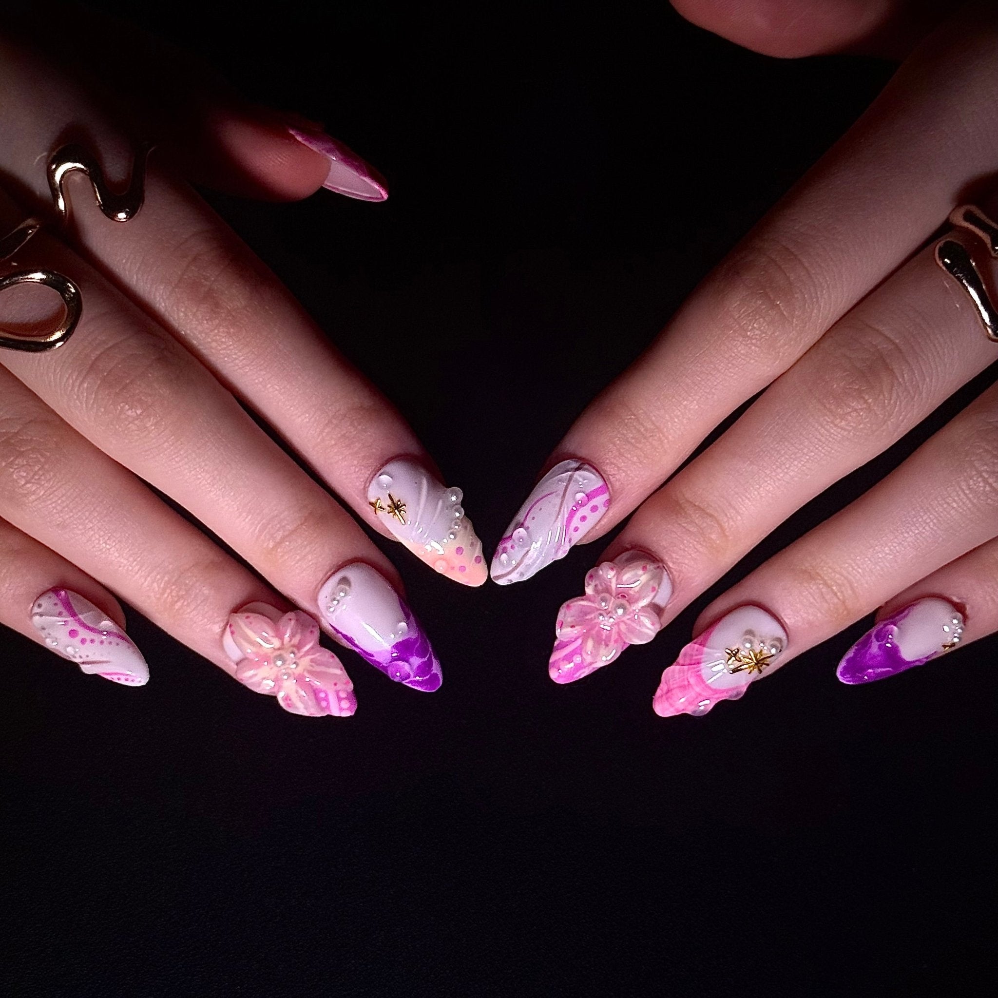Aurora Petals (Almond) | Press - on Nails by CLAWSIE
