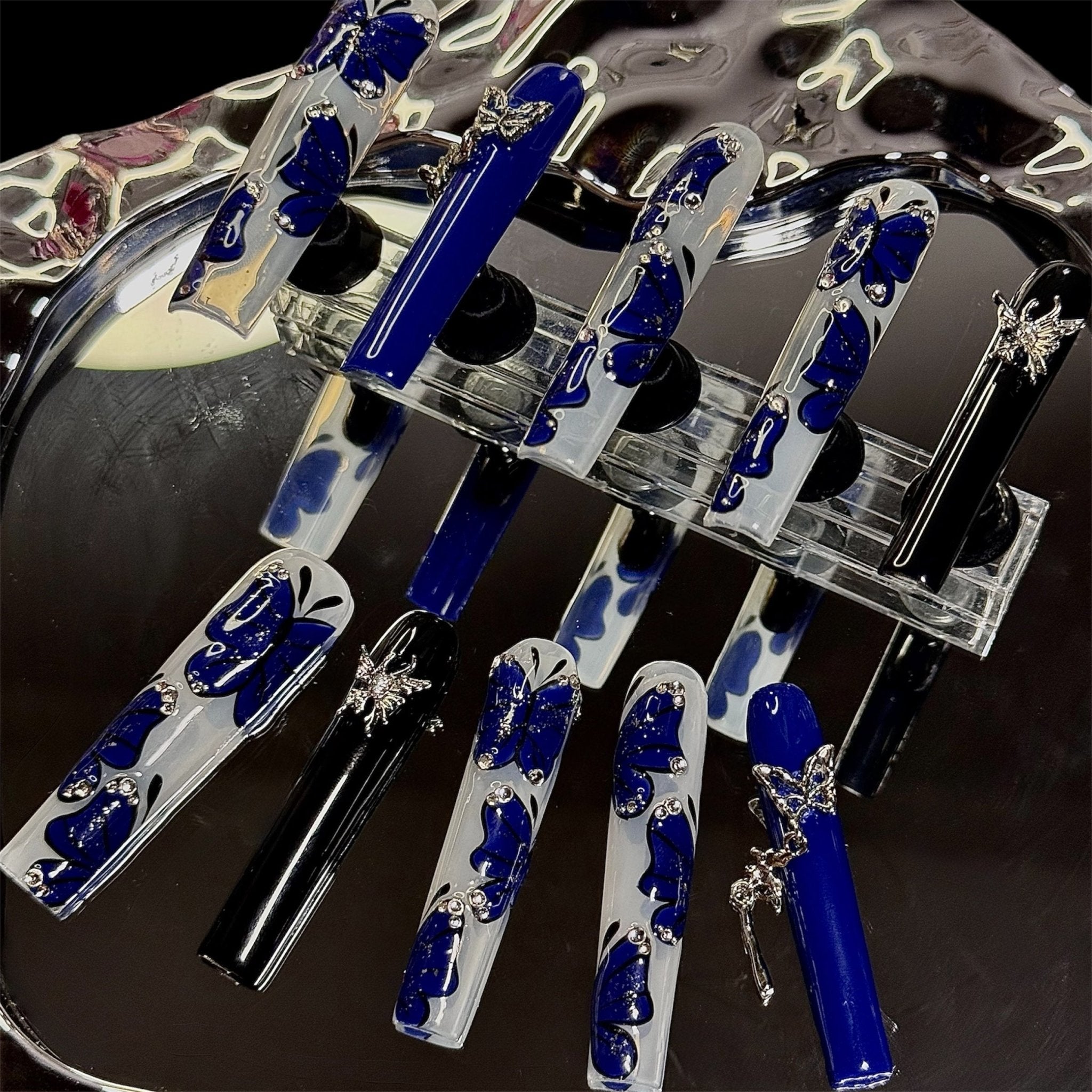 Blue Butterfly (XL - Square) | Press - on Nails by CLAWSIE