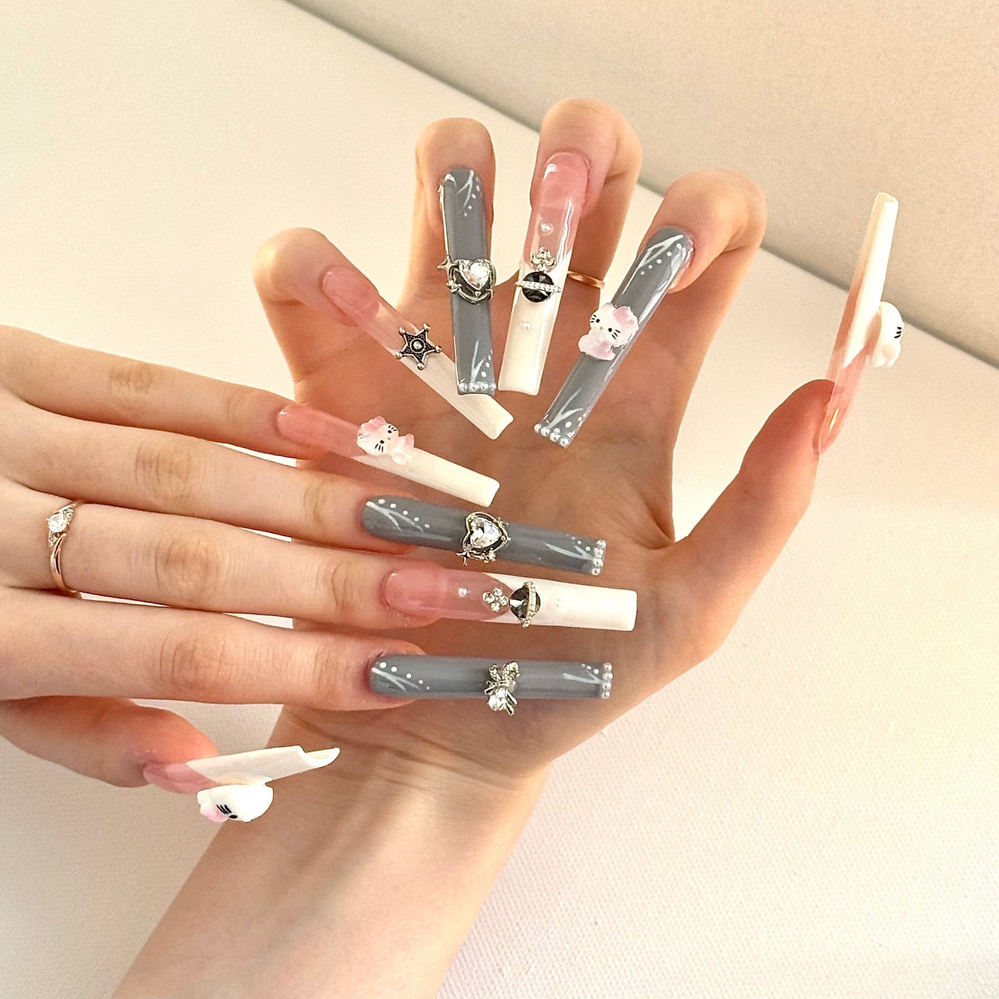 C - 011 - Pink Dream KT (3XL - Square) | Press - on Nails by Clawsie
