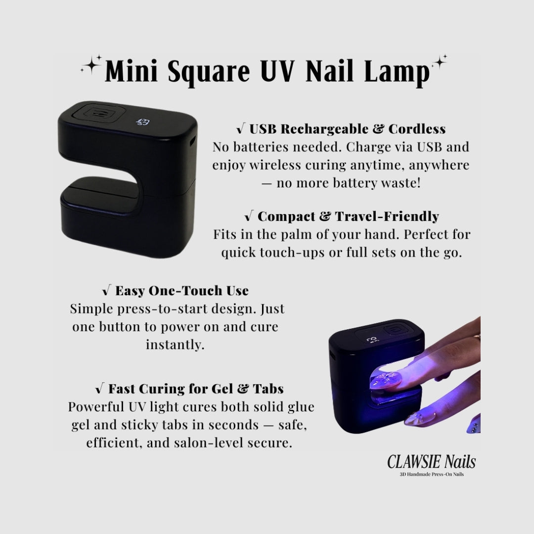 Mini Square UV Nail Lamp (Cordless & USB Rechargeable)