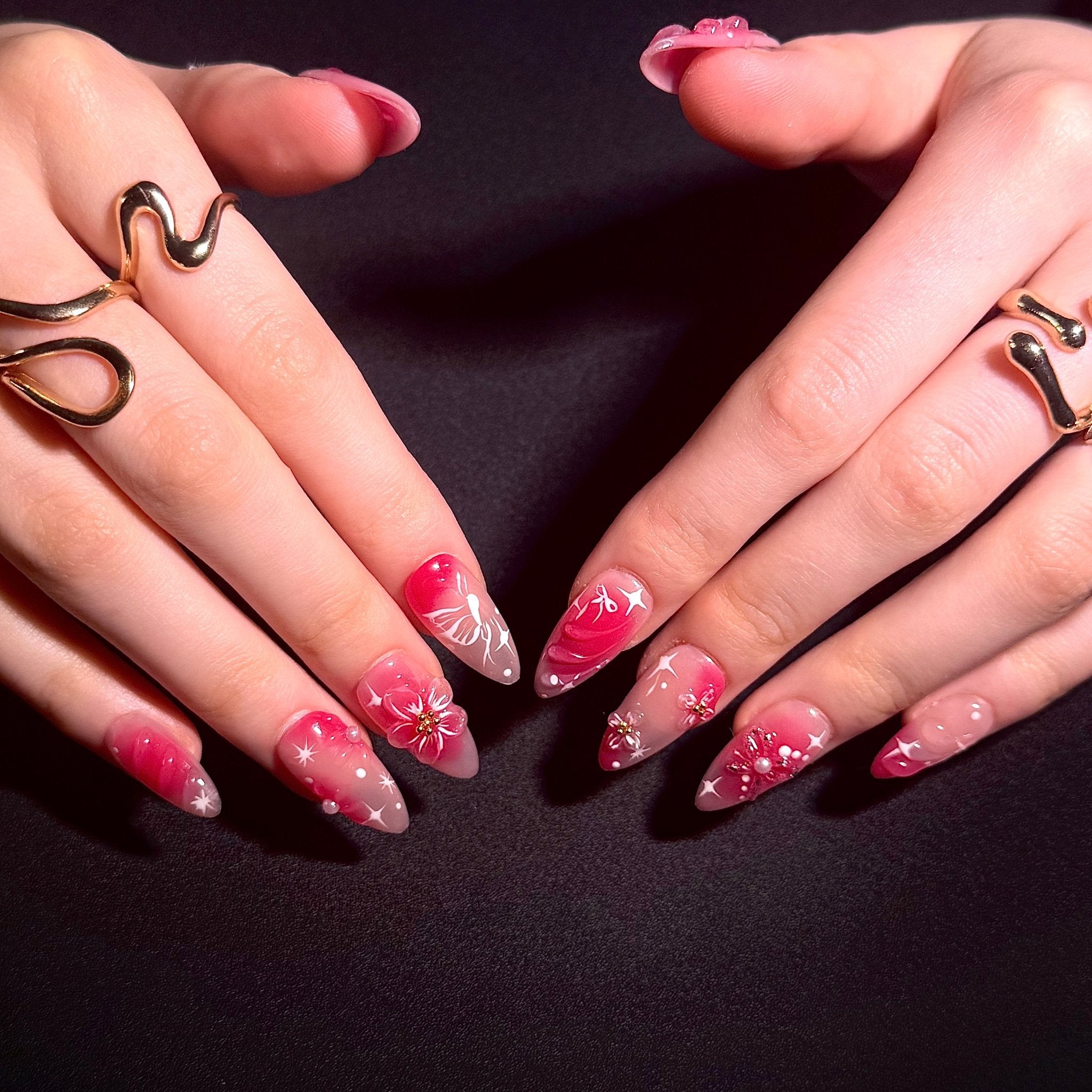 Cherry Blossom Bow (Almond) | Press - on Nails by CLAWSIE