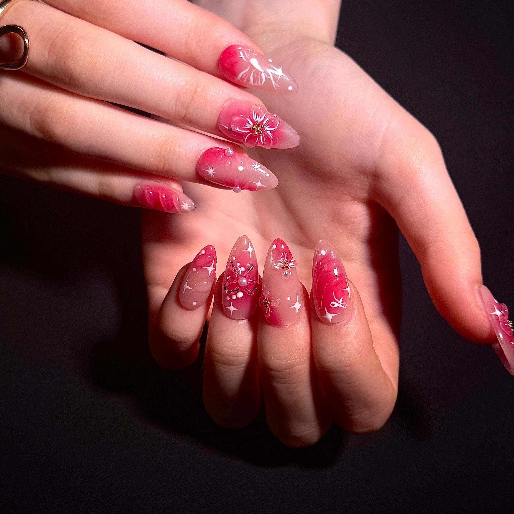 Cherry Blossom Bow (Almond) | Press - on Nails by CLAWSIE