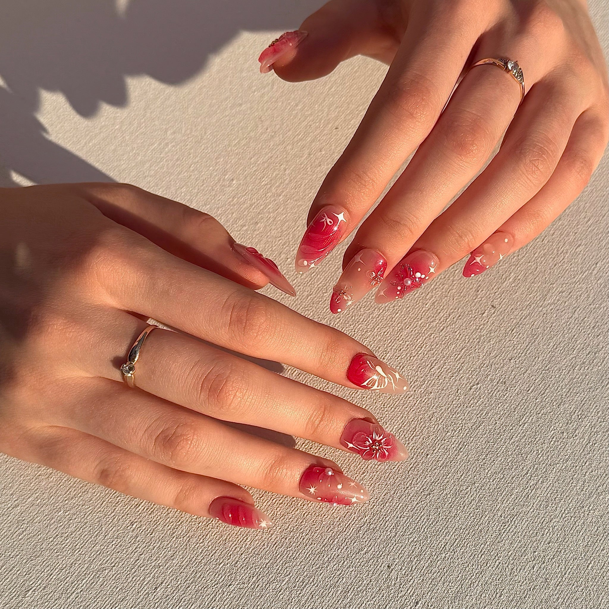 Cherry Blossom Bow (Almond) | Press - on Nails by CLAWSIE