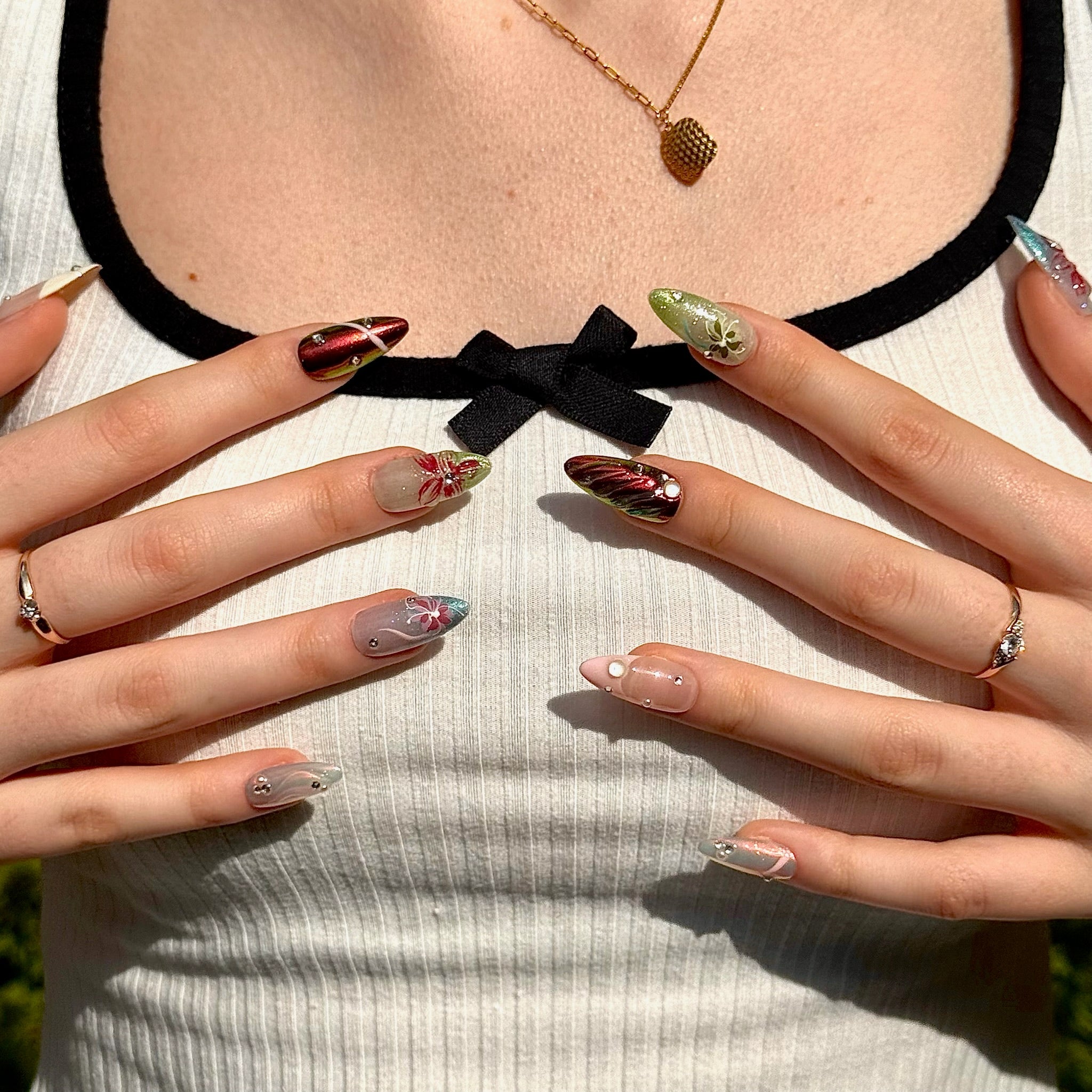 Gleam Bloom (Almond) | Press - on Nails by CLAWSIE