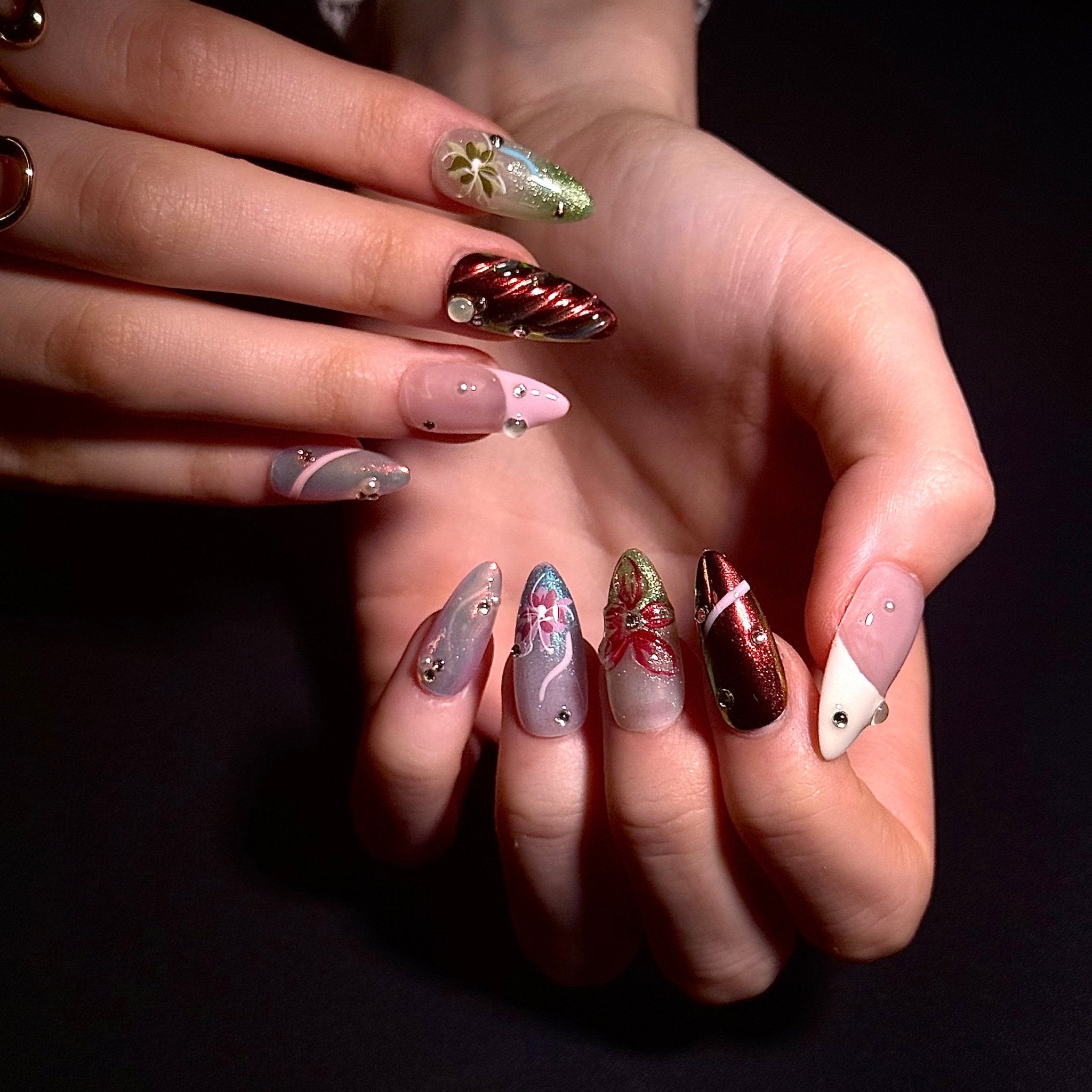 Gleam Bloom (Almond) | Press - on Nails by CLAWSIE