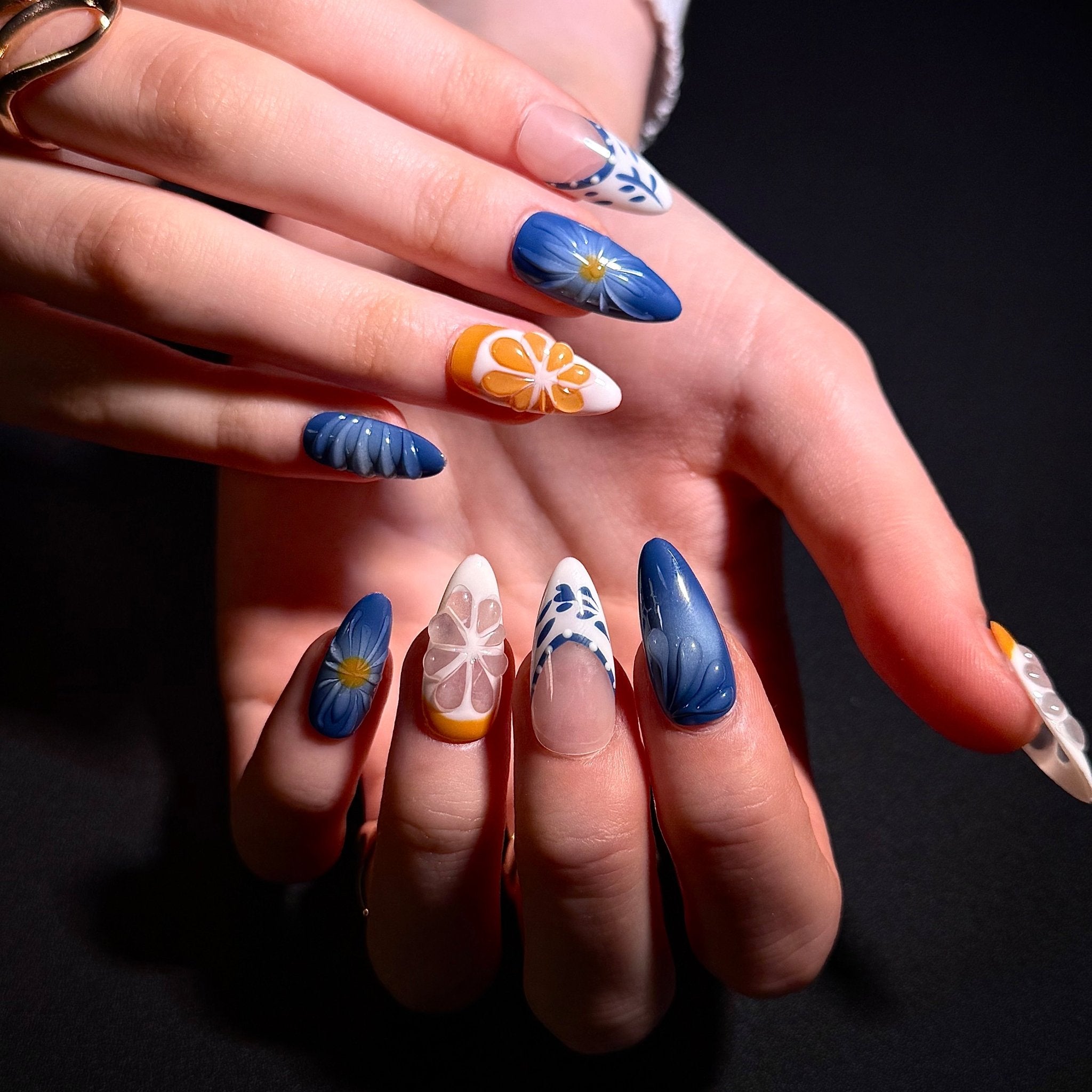 Greece Aegean&Lemon (Almond) | Press - on Nails by CLAWSIE
