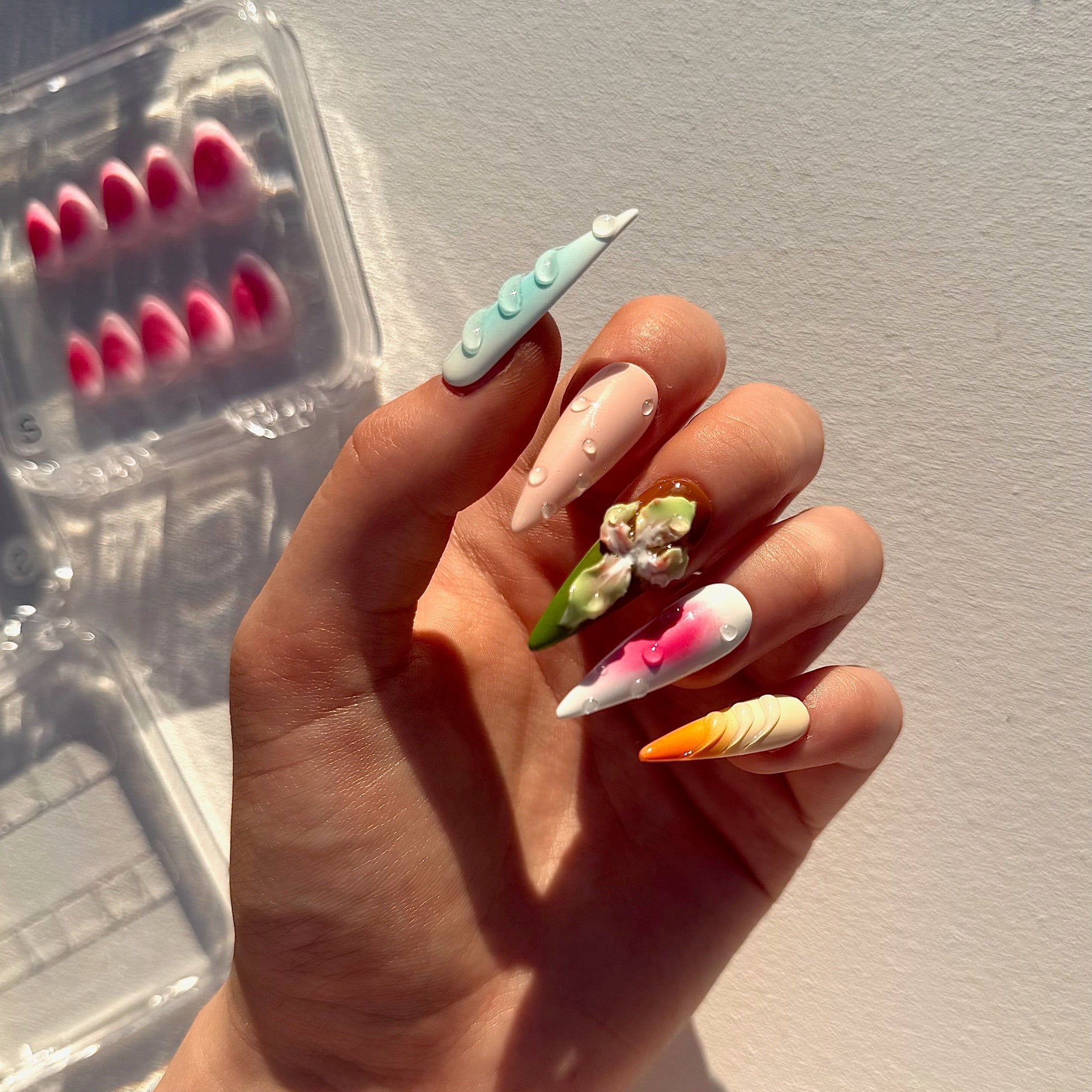 Island Petals (Long - Almond) | Press - on Nails by CLAWSIE