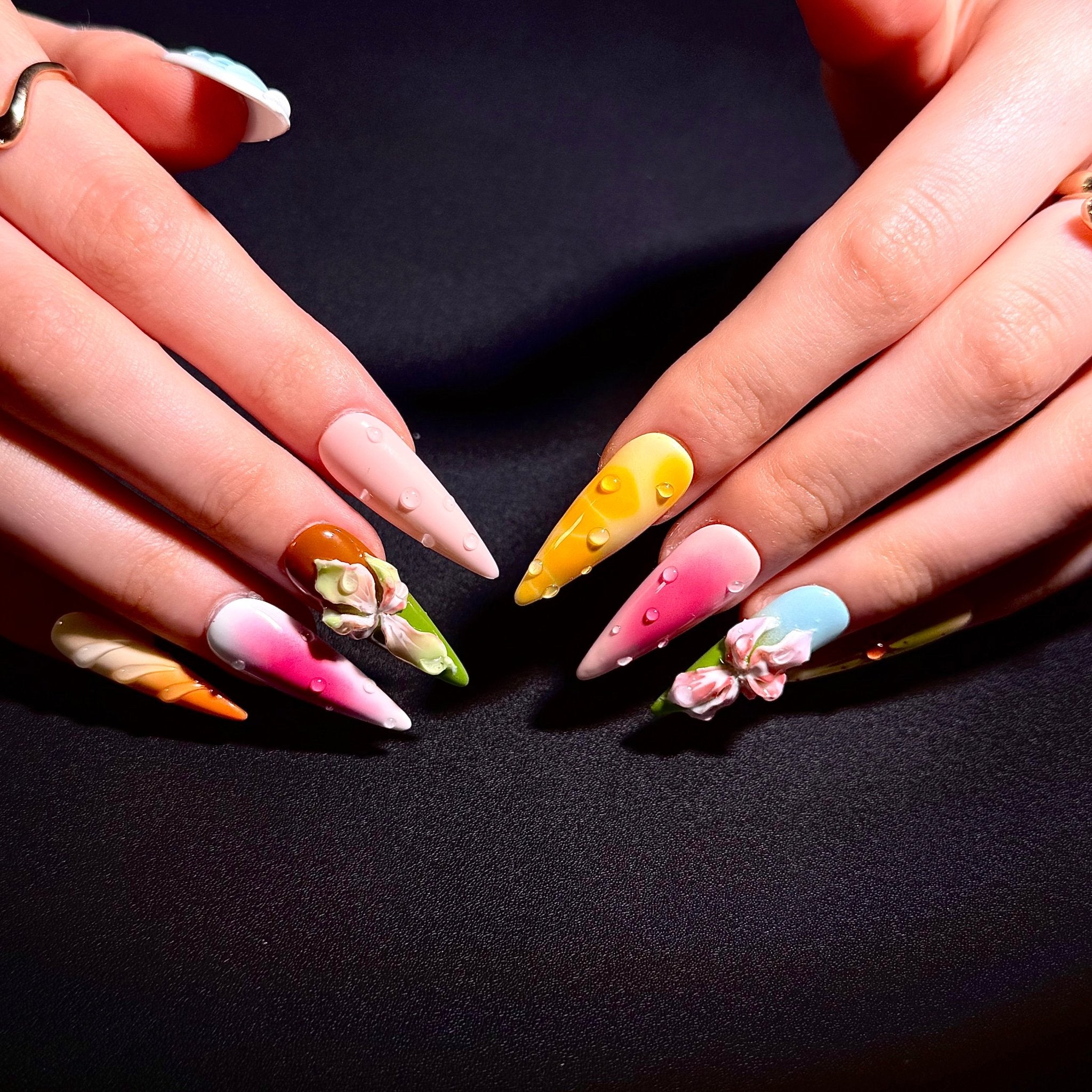 Island Petals (Stiletto) | Press - on Nails by CLAWSIE