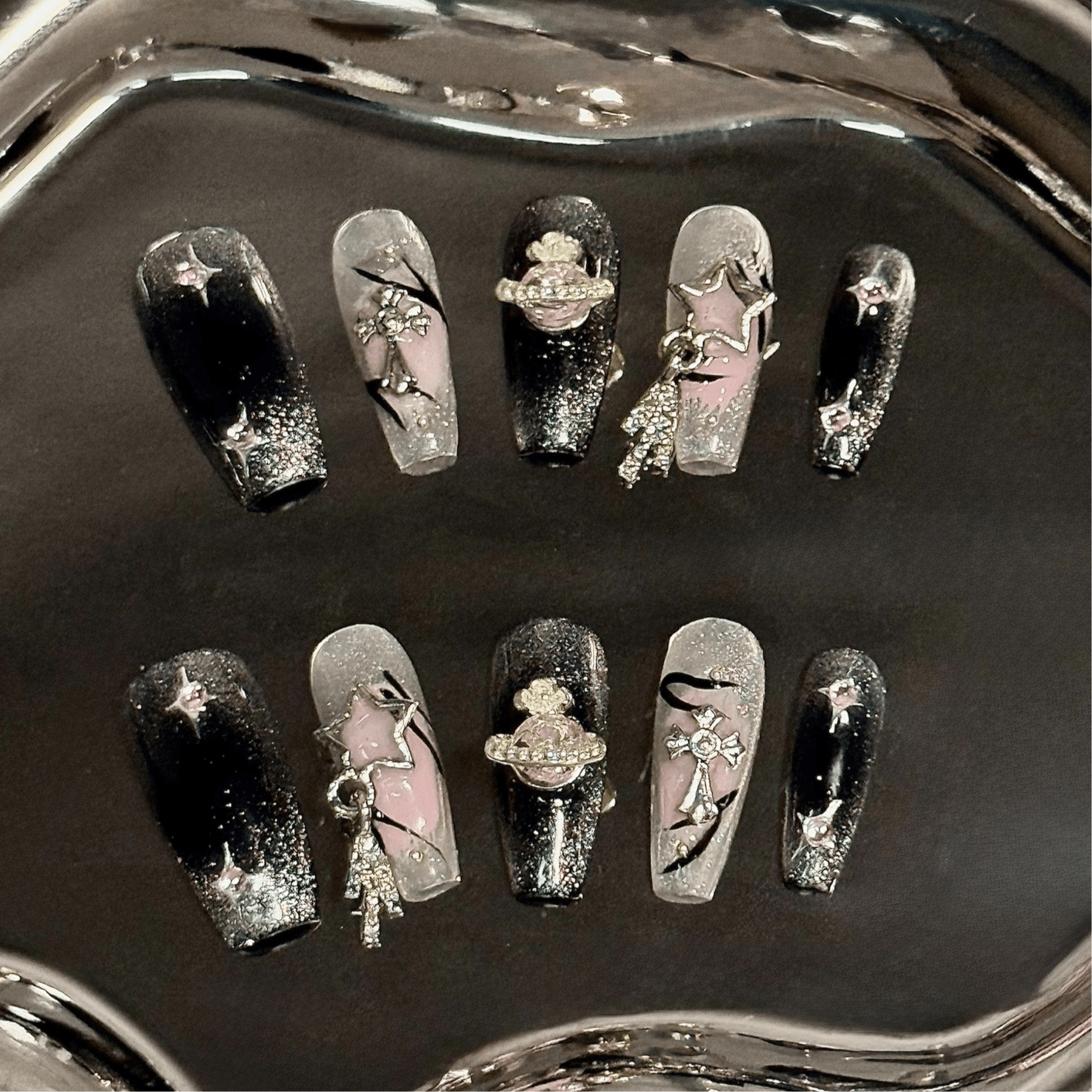 Midnight Meteor (Coffin) | Press - on Nails by CLAWSIE