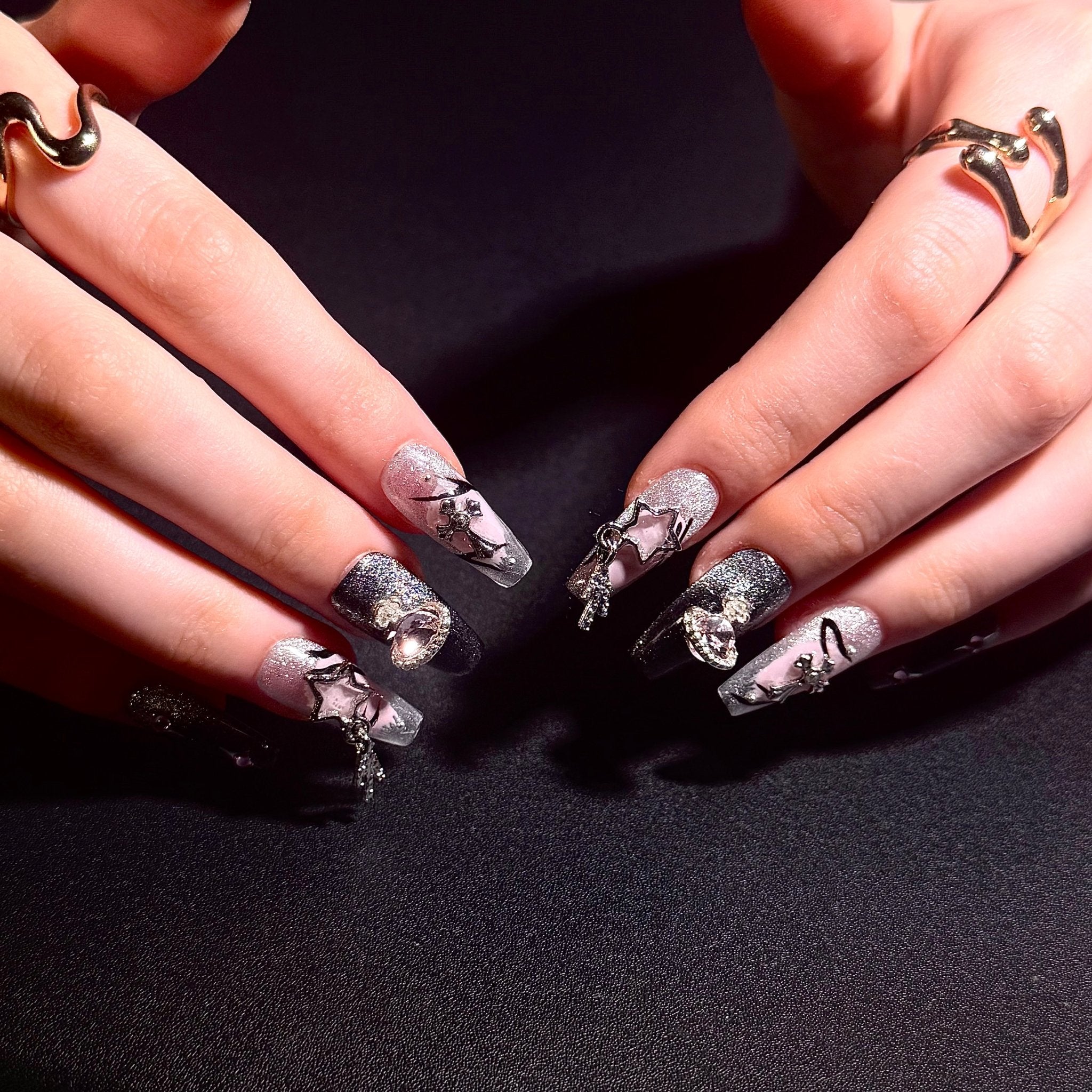 Midnight Meteor (Coffin) | Press - on Nails by CLAWSIE