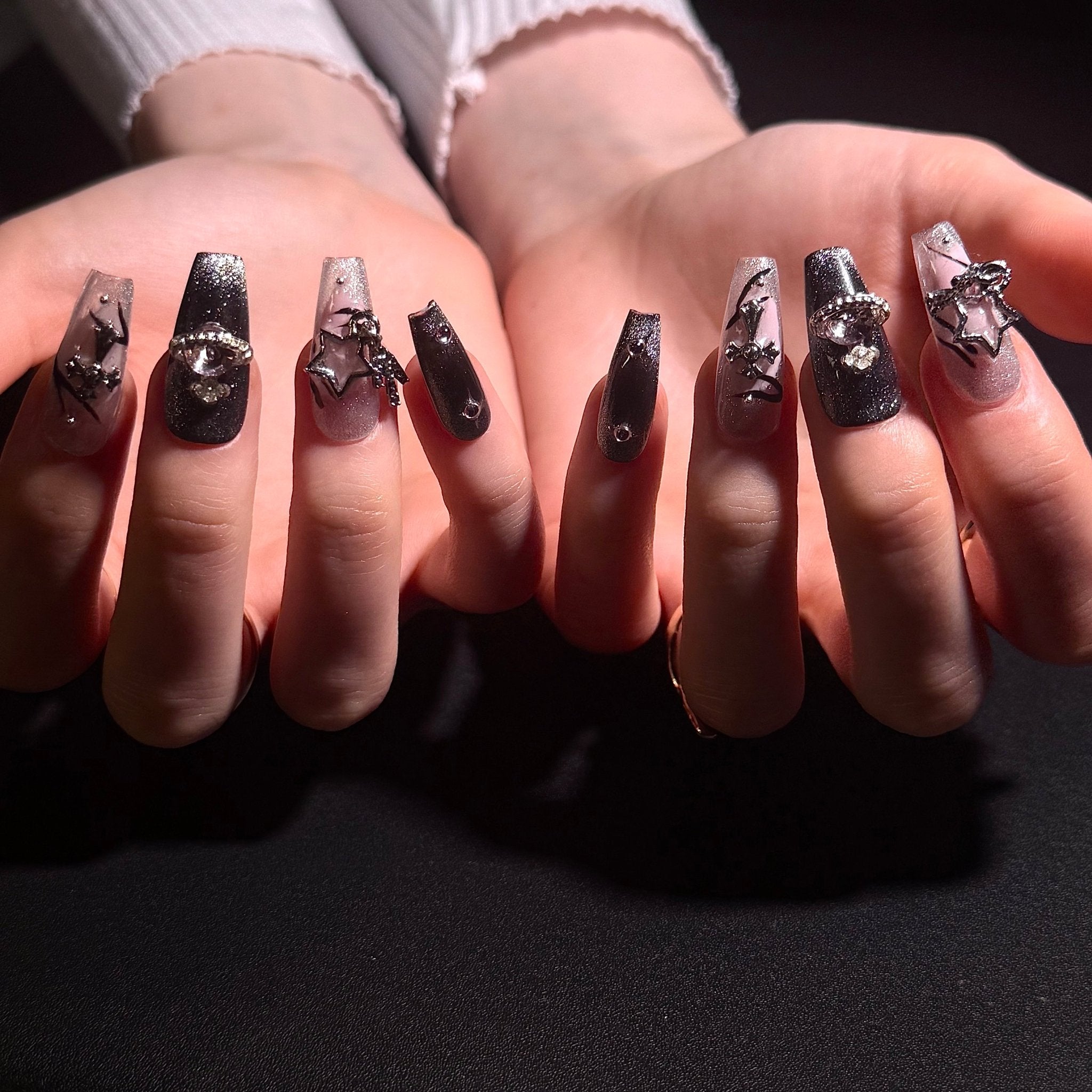 Midnight Meteor (Coffin) | Press - on Nails by CLAWSIE
