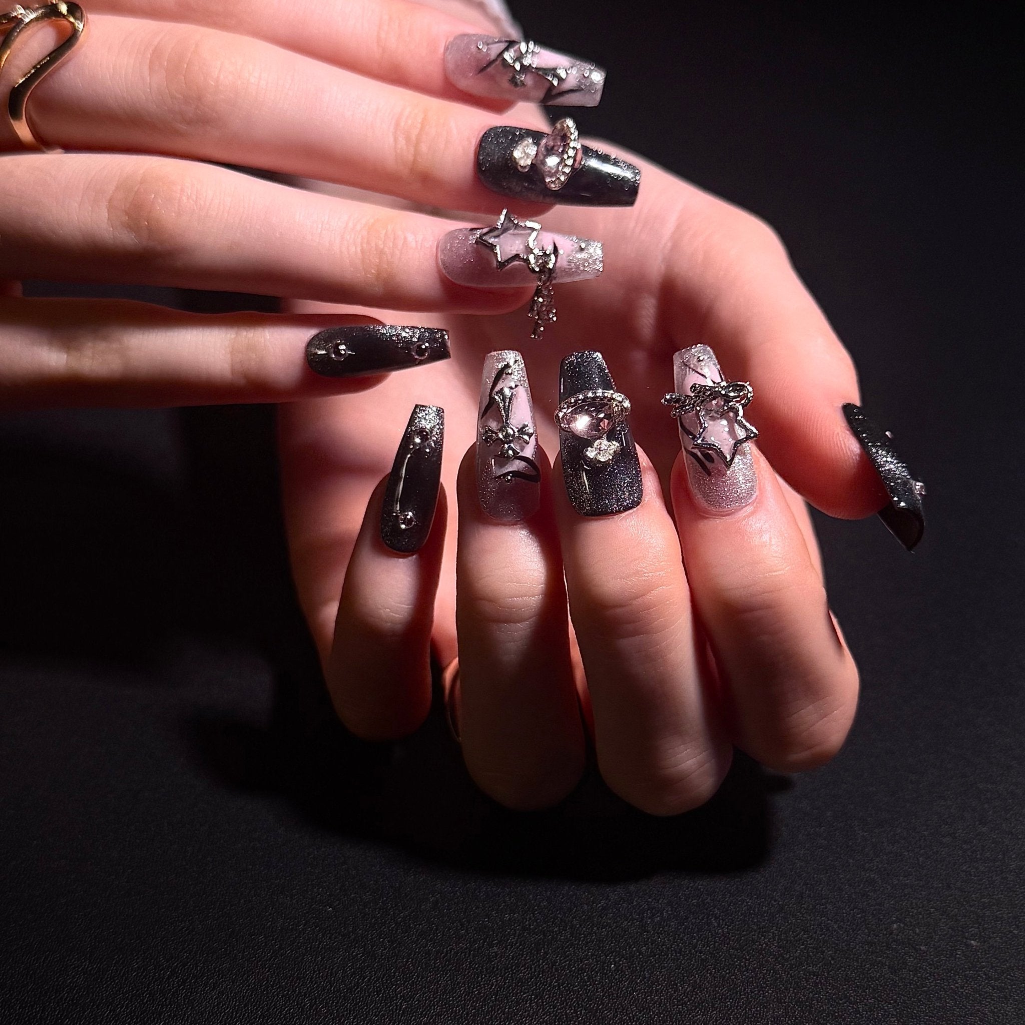 Midnight Meteor (Coffin) | Press - on Nails by CLAWSIE