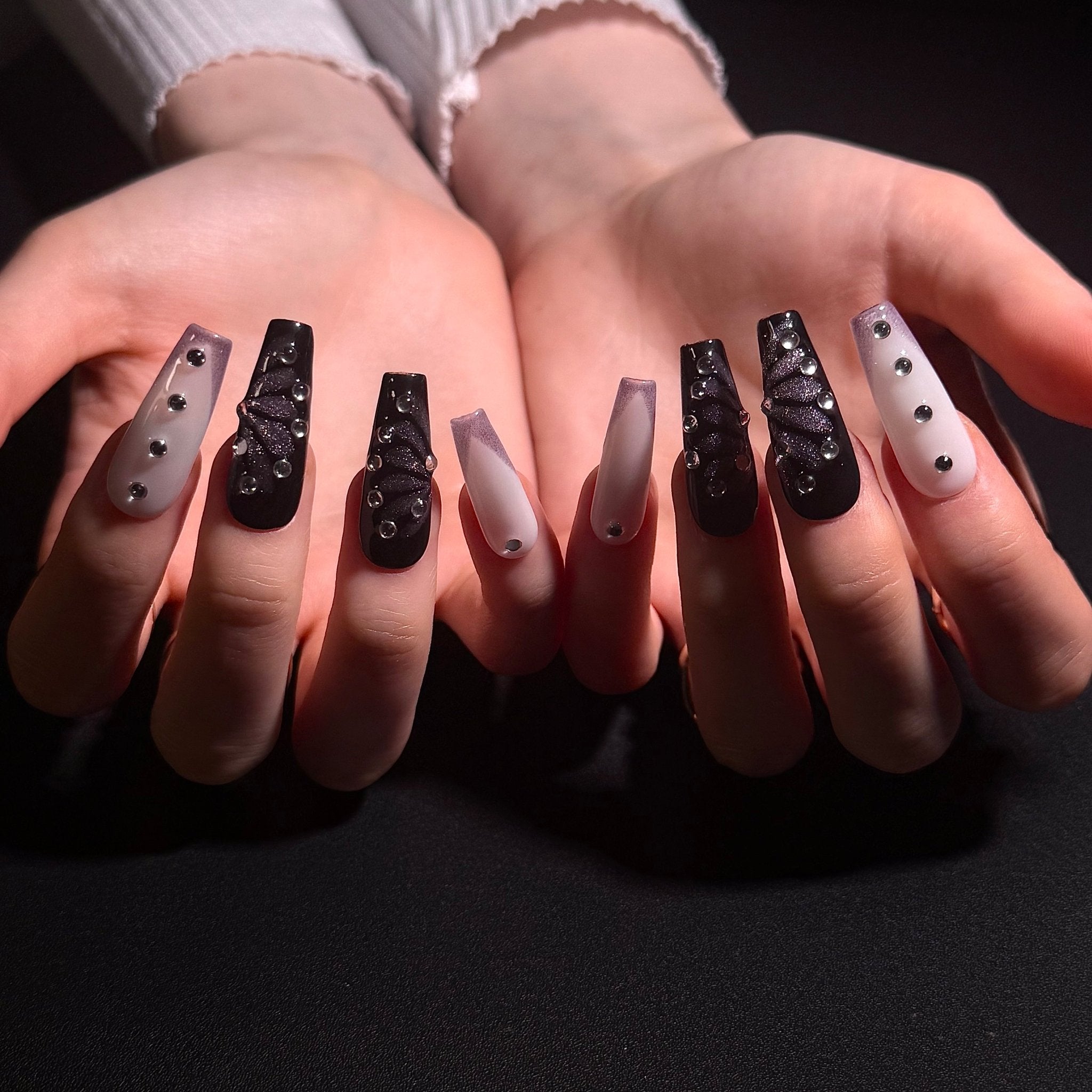Milk White Butterfly - 077 (Coffin) | Press - on Nails by CLAWSIE