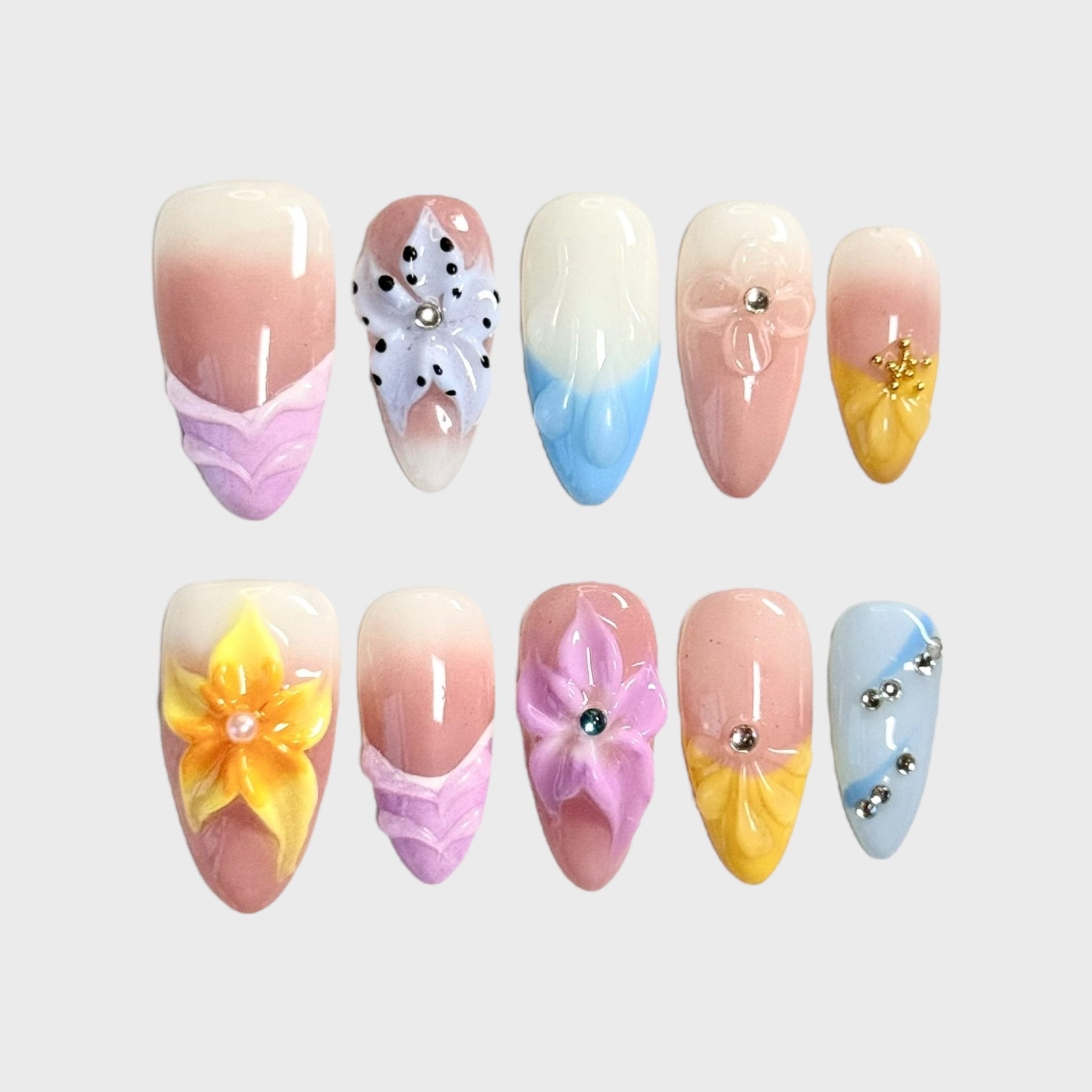 Ocean Bloom Mood (Almond) | Press - on Nails by CLAWSIE