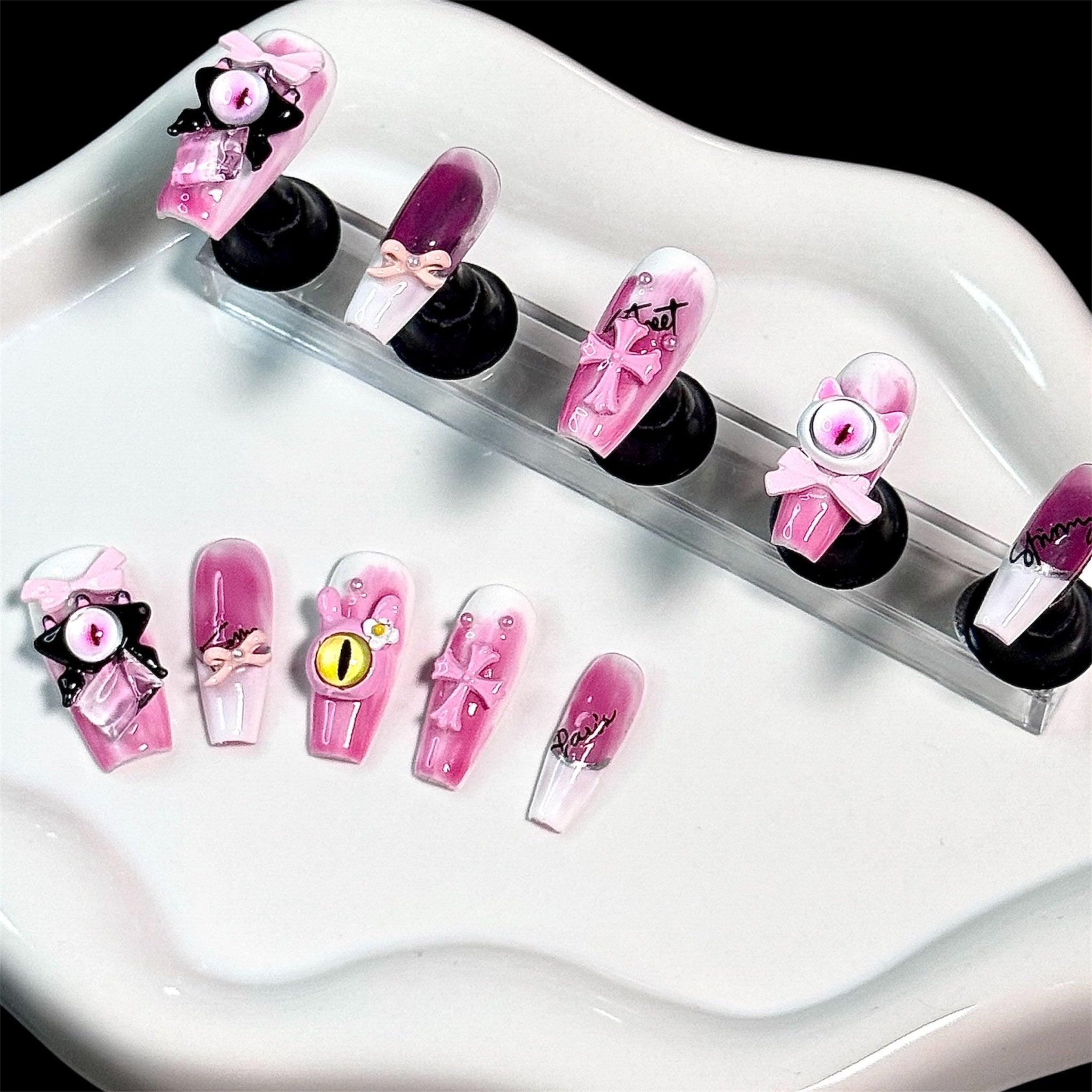 Pink - Devil (Coffin) | Press - on Nails by CLAWSIE