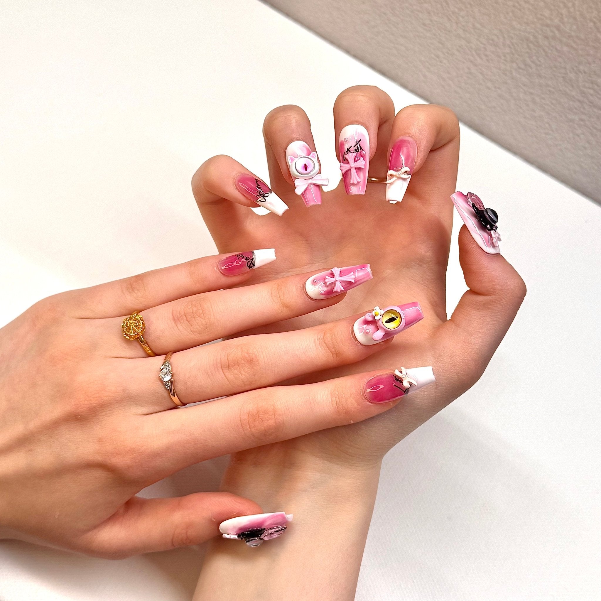 Pink - Devil (Coffin) | Press - on Nails by Clawsie