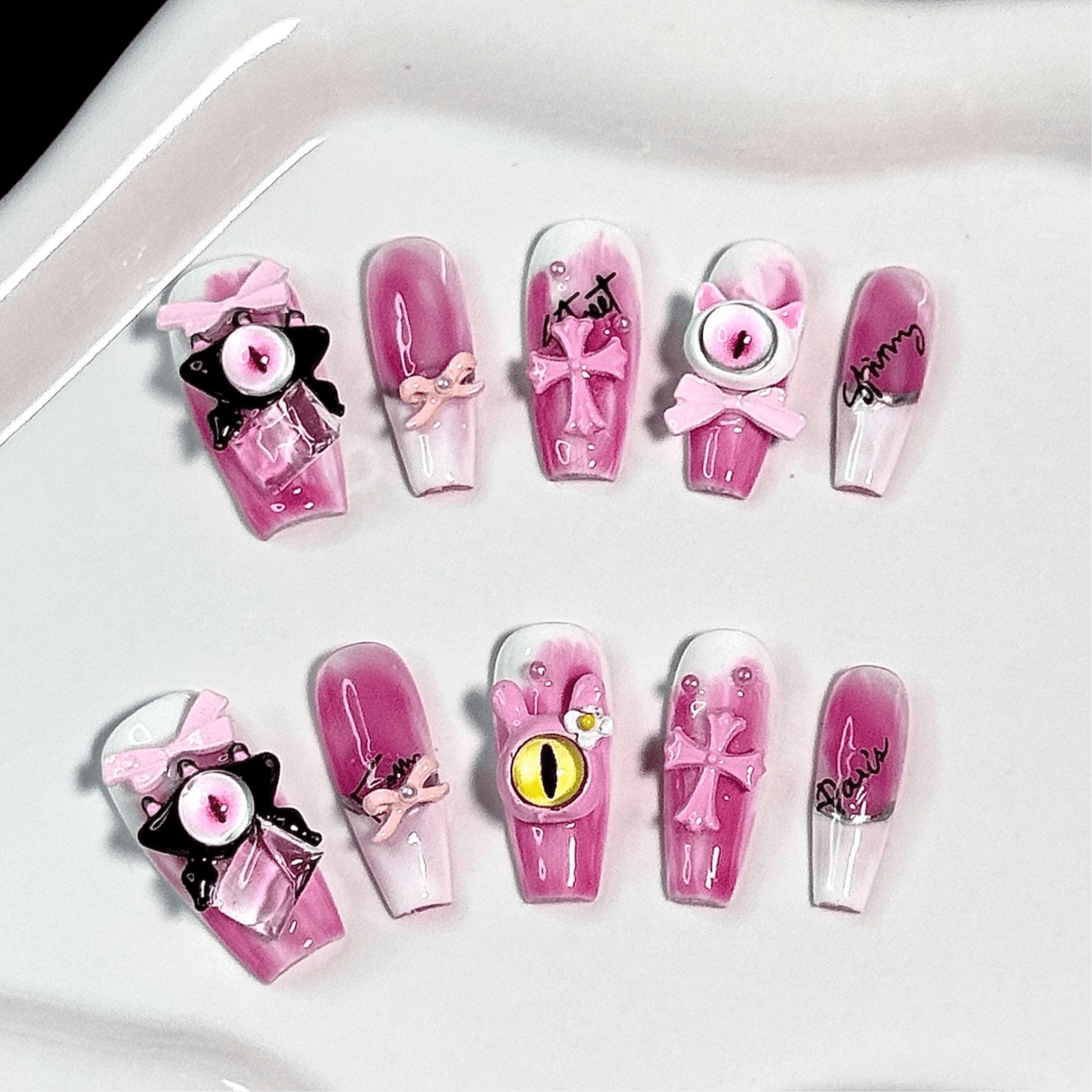 Pink - Devil (Coffin) | Press - on Nails by CLAWSIE