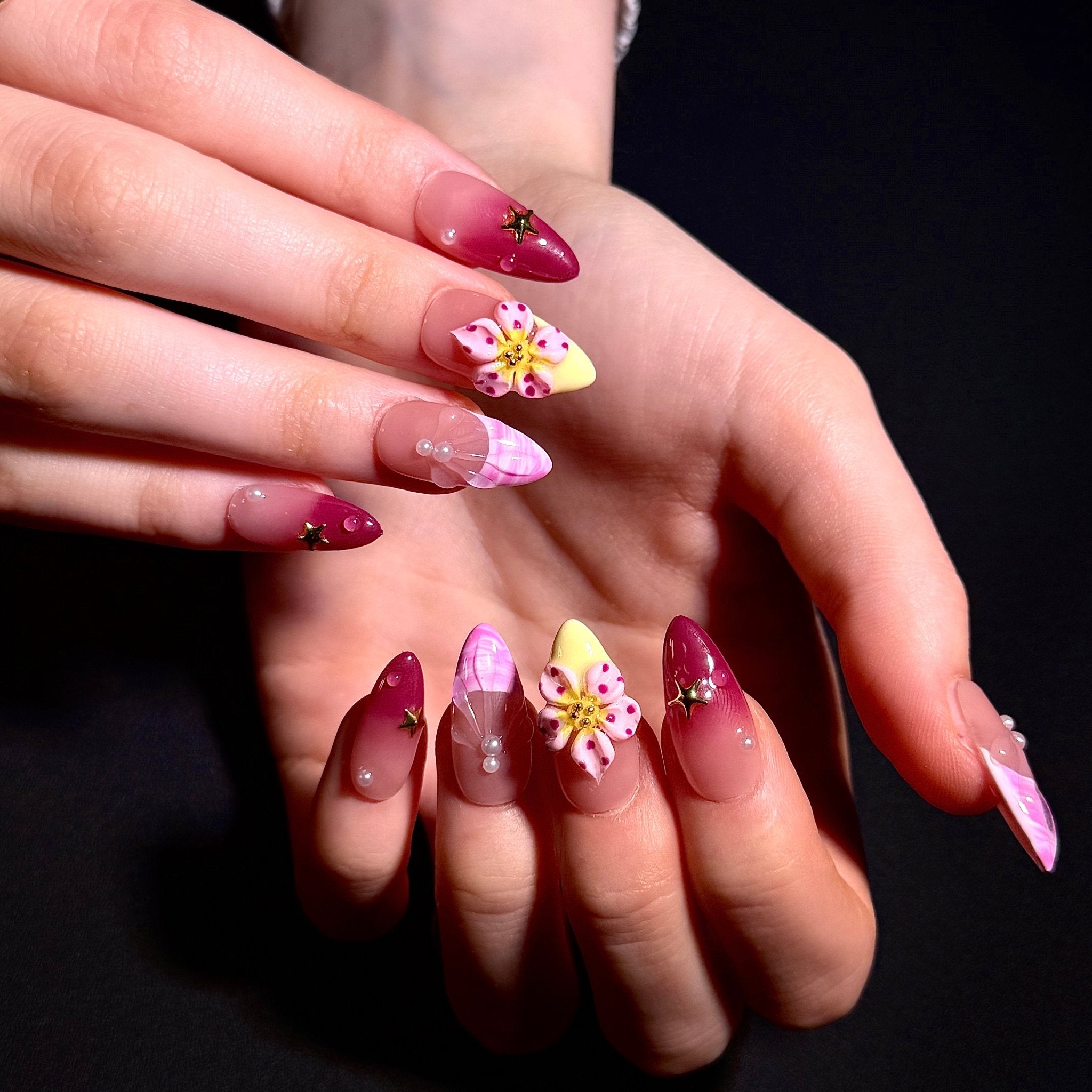 Starlit Bloom (Almond) | Press - on Nails by CLAWSIE