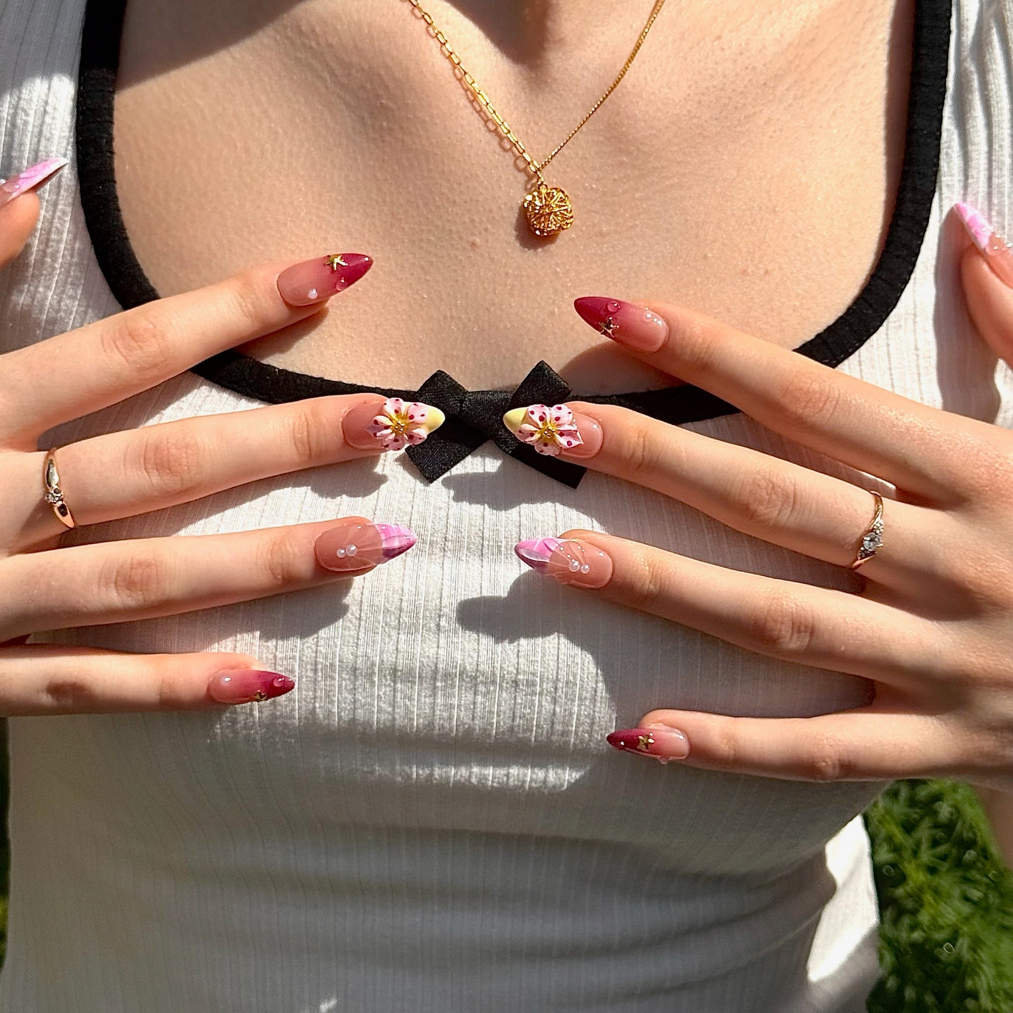 Starlit Bloom (Almond) | Press - on Nails by CLAWSIE