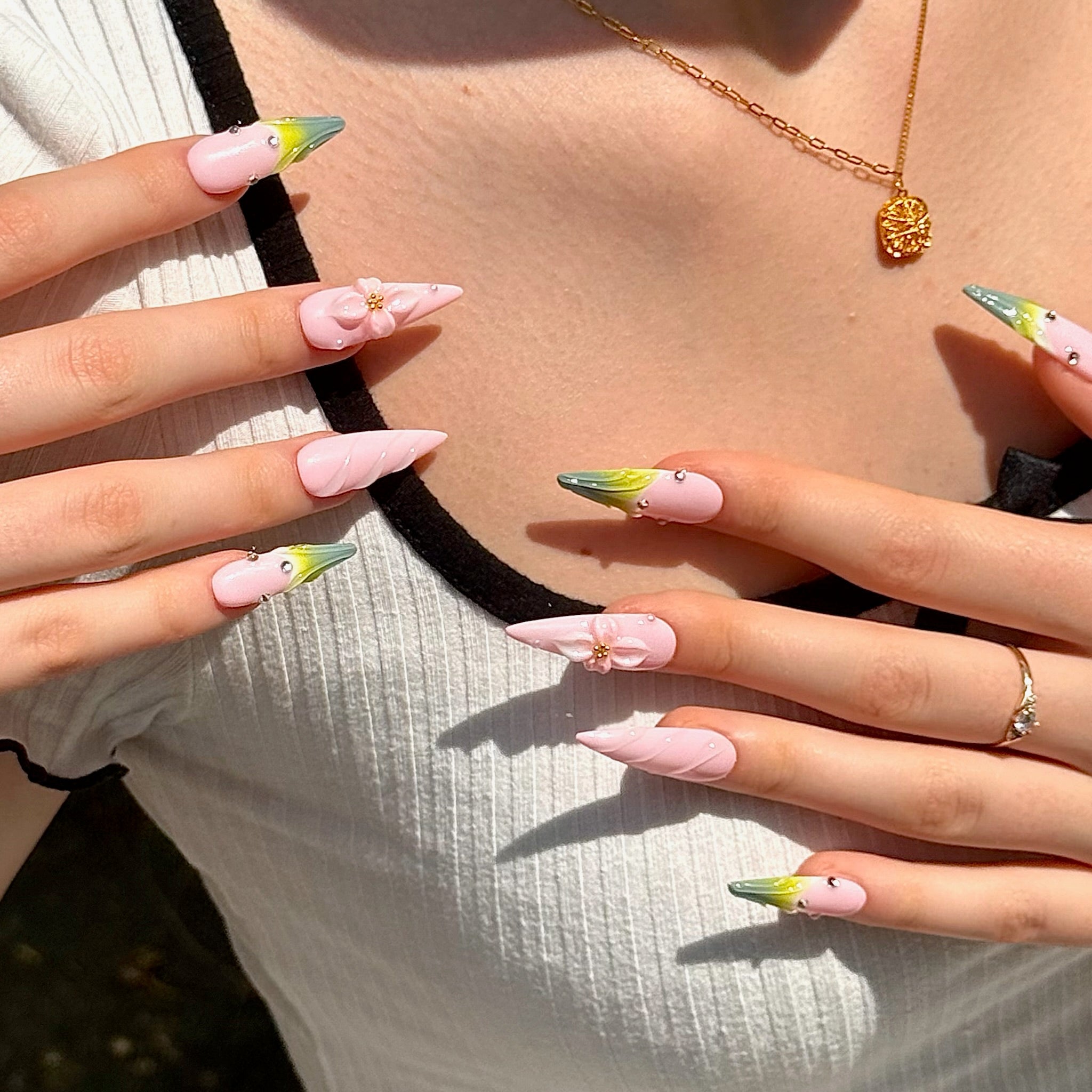 Tulip Blush (Stiletto) | Press - on Nails by CLAWSIE