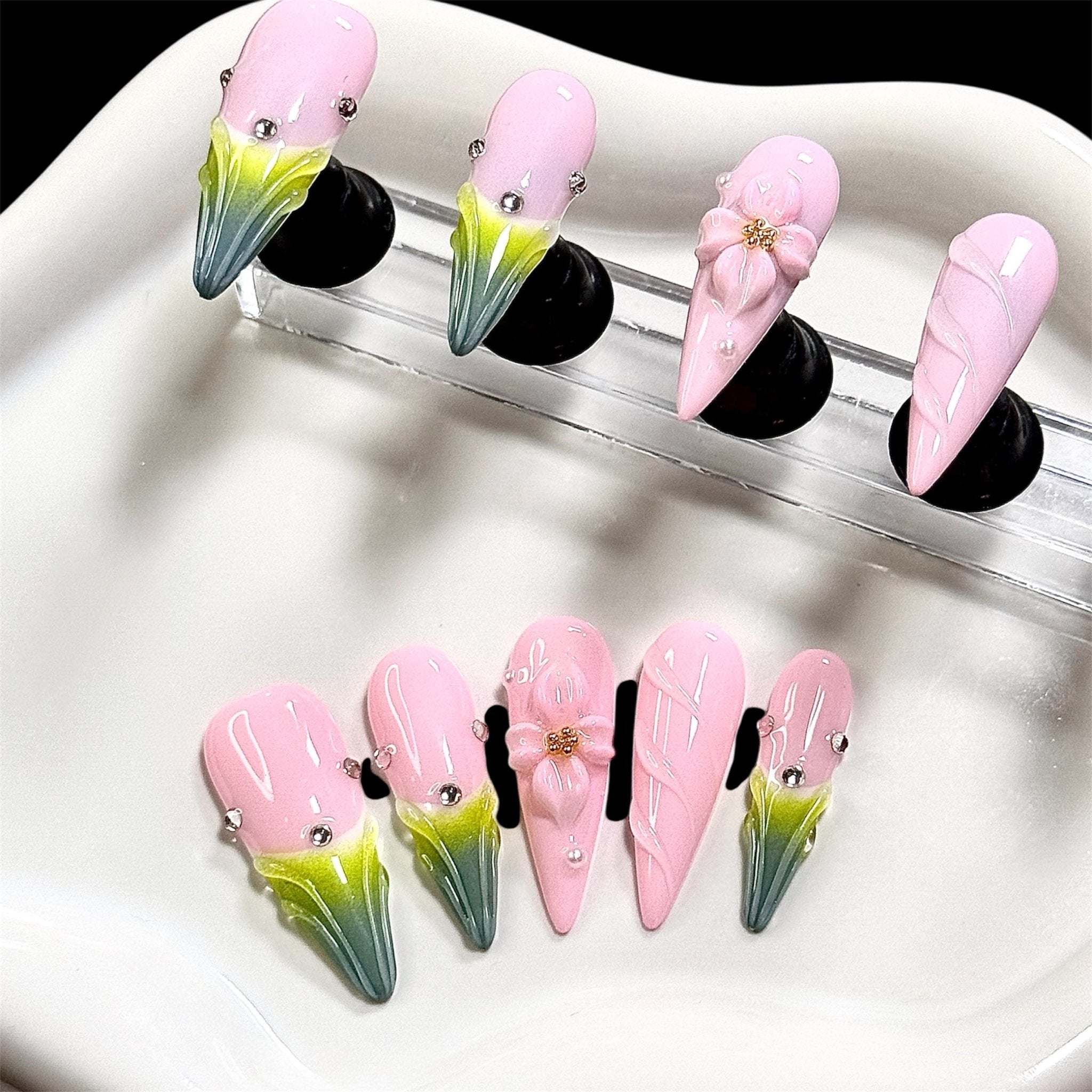 Tulip Blush (Stiletto) | Press - on Nails by CLAWSIE
