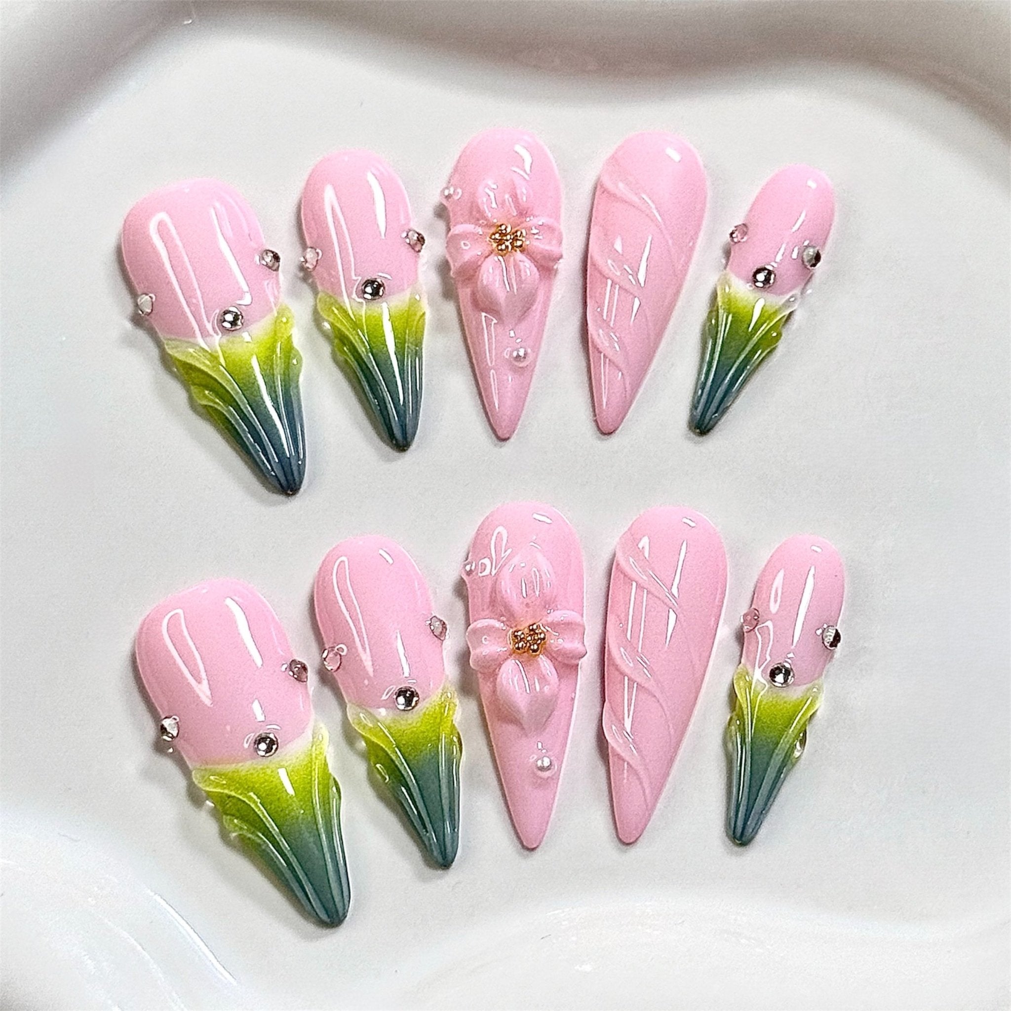 Tulip Blush (Stiletto) | Press - on Nails by CLAWSIE
