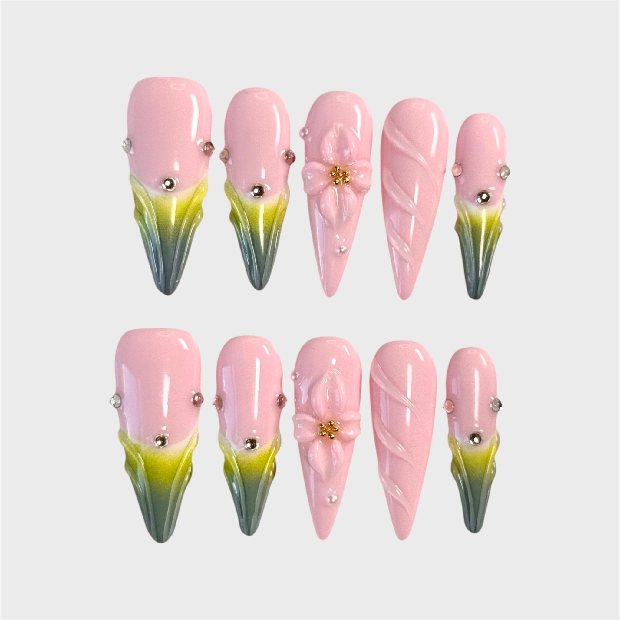 Tulip Blush (Stiletto) | Press - on Nails by CLAWSIE