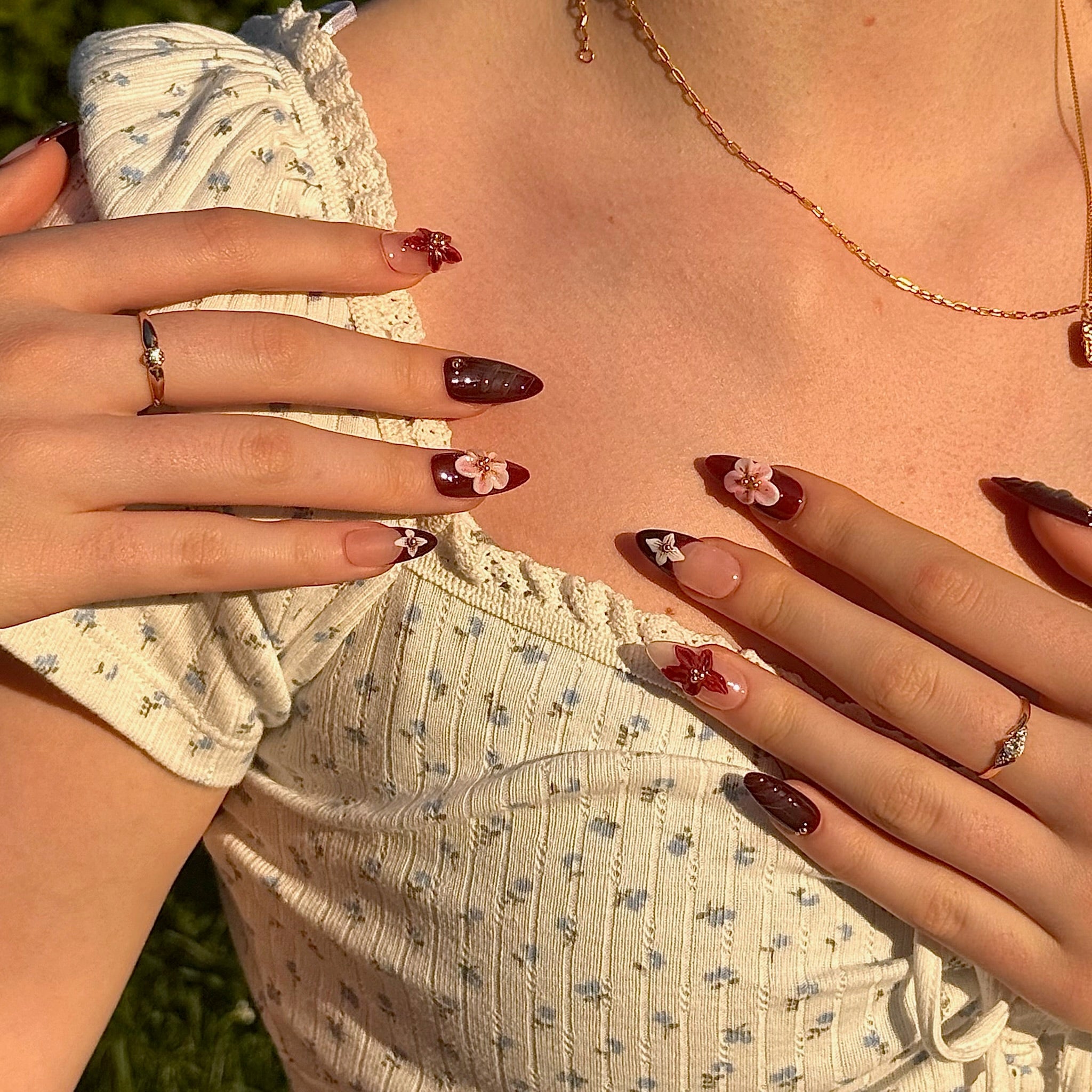 Wine Orchid (Almond) | Press - on Nails by CLAWSIE