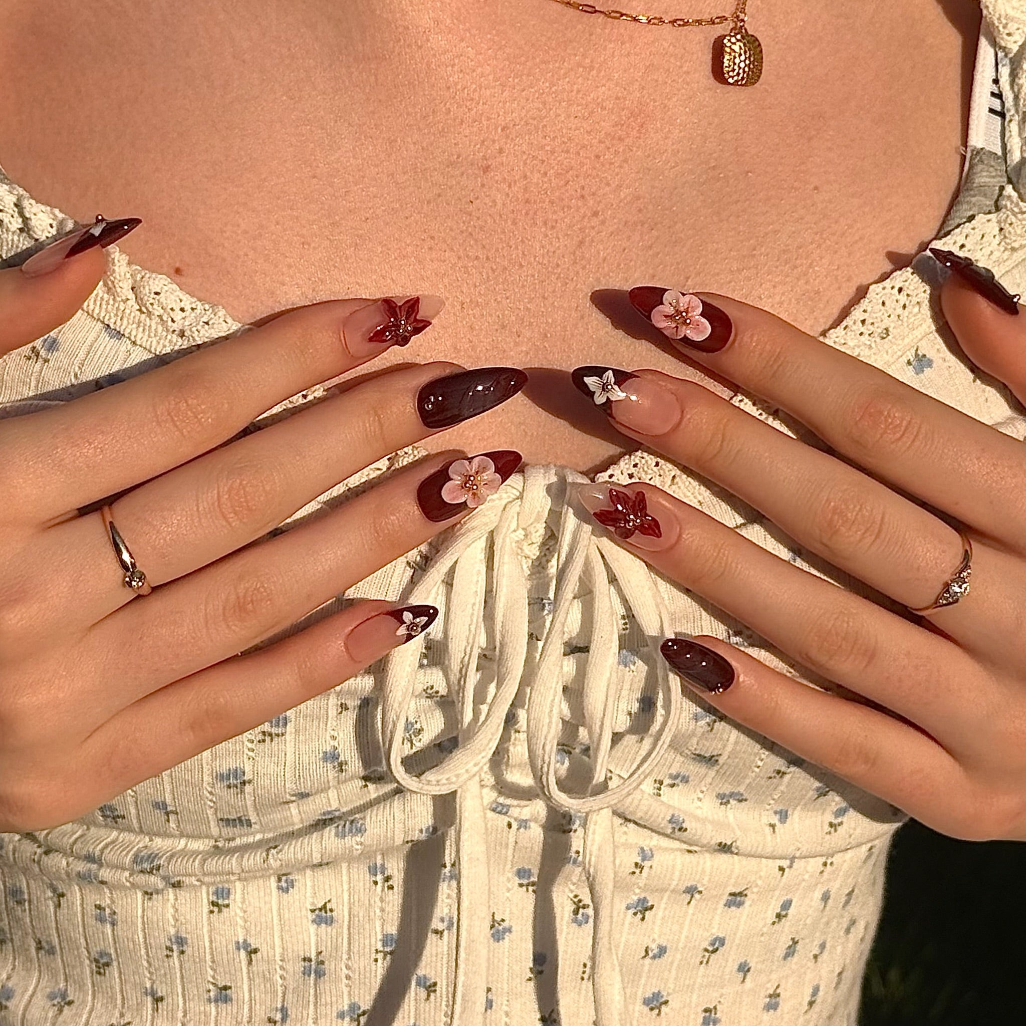 Wine Orchid (Almond) | Press - on Nails by CLAWSIE