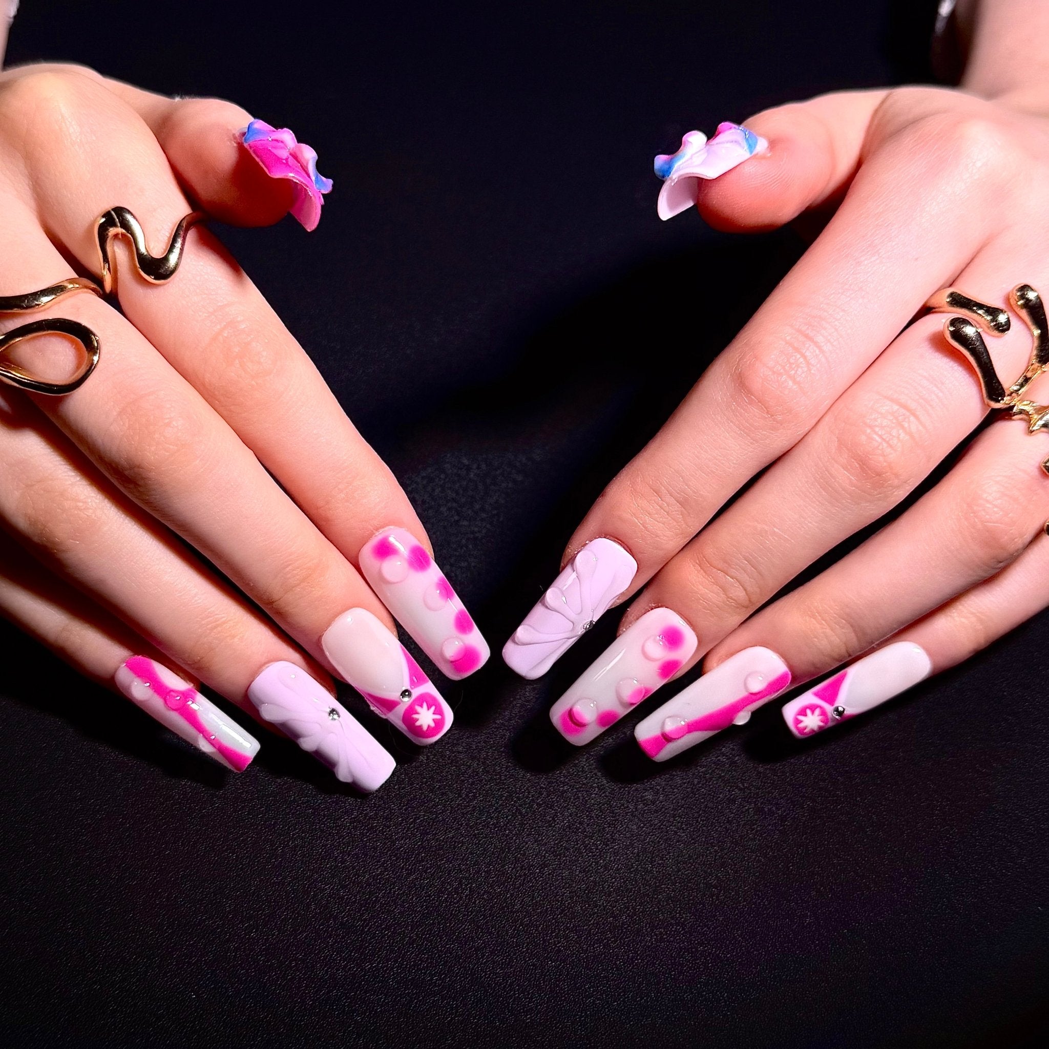 Y2K Barbie Petals (Square) | Press - on Nails by CLAWSIE
