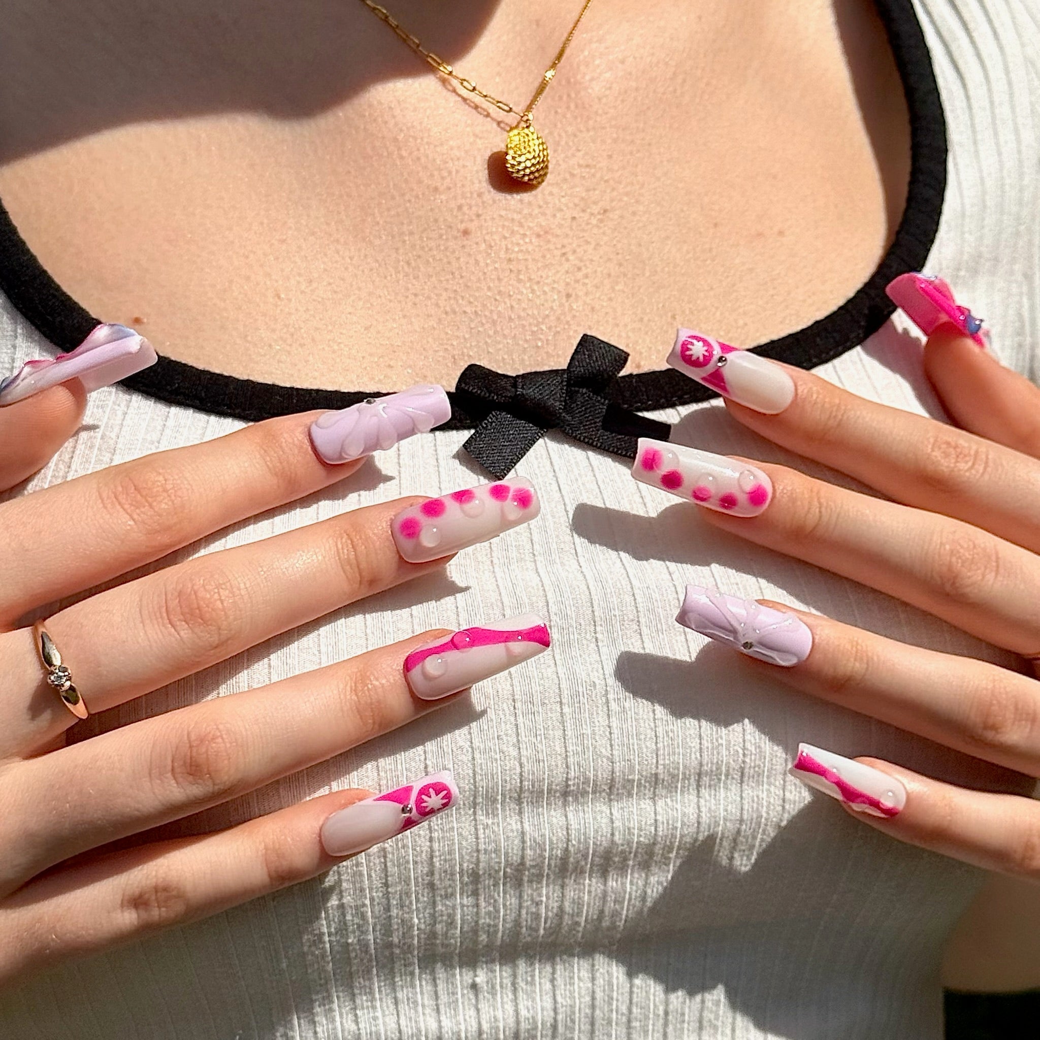 Y2K Barbie Petals (Square) | Press - on Nails by CLAWSIE