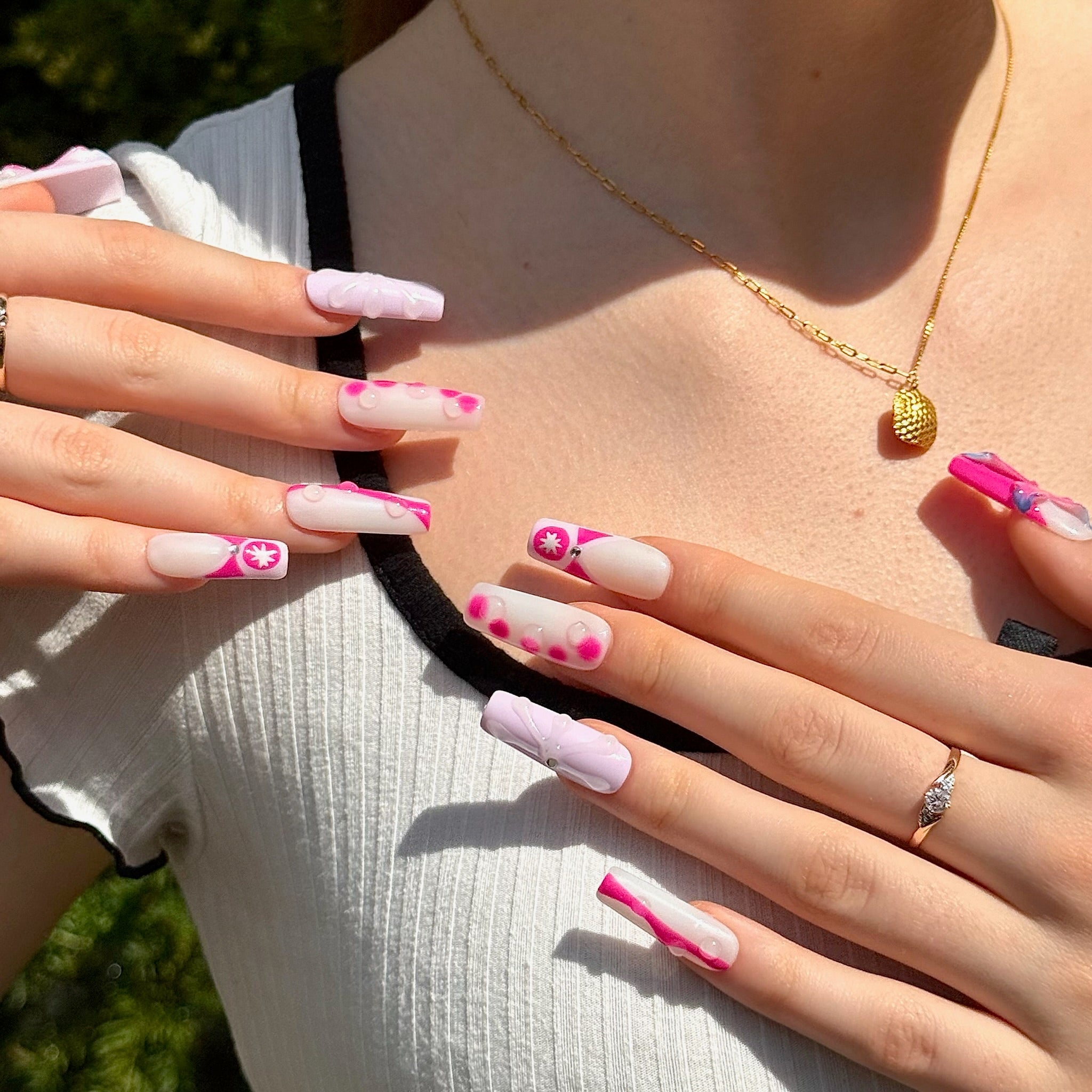 Y2K Barbie Petals (Square) | Press - on Nails by CLAWSIE