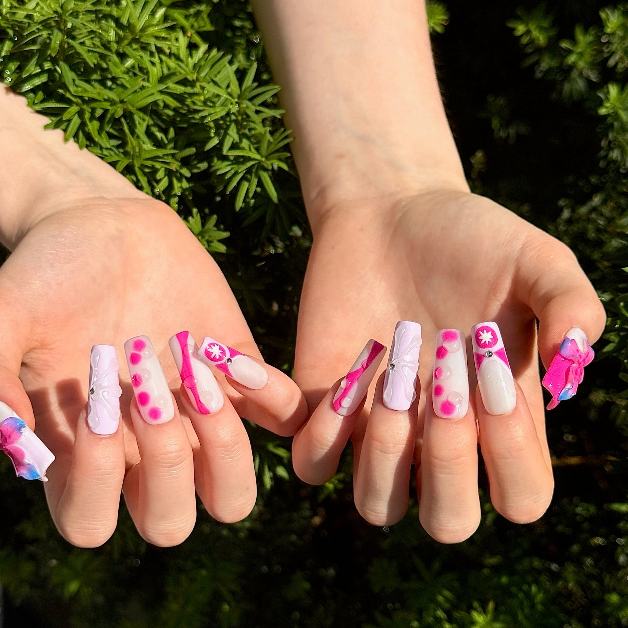 Y2K Barbie Petals (Square) | Press - on Nails by CLAWSIE