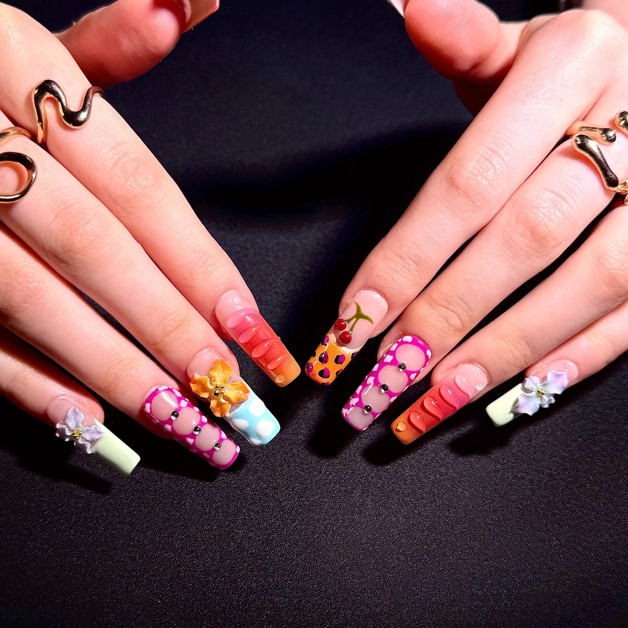 Y2K - Wild Bloom (Square) | Press - on Nails by CLAWSIE