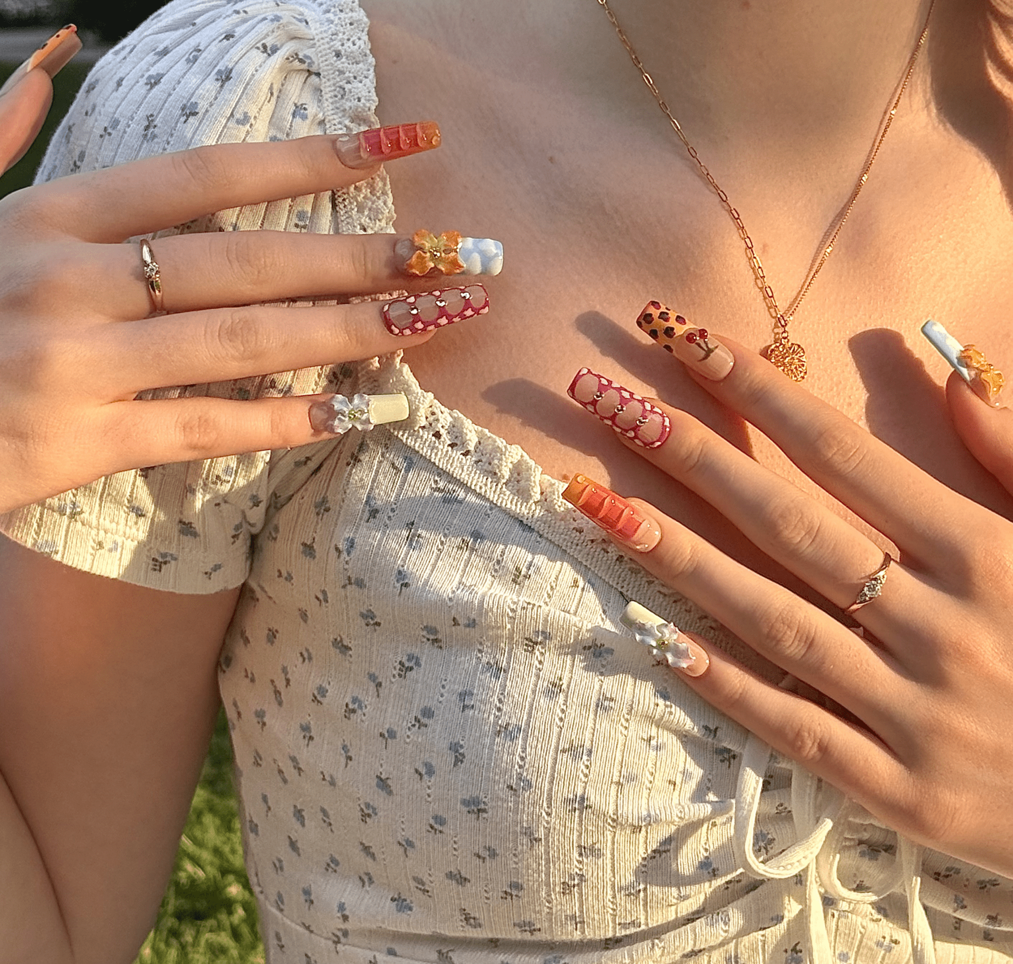 Y2K - Wild Bloom (Square) | Press - on Nails by CLAWSIE